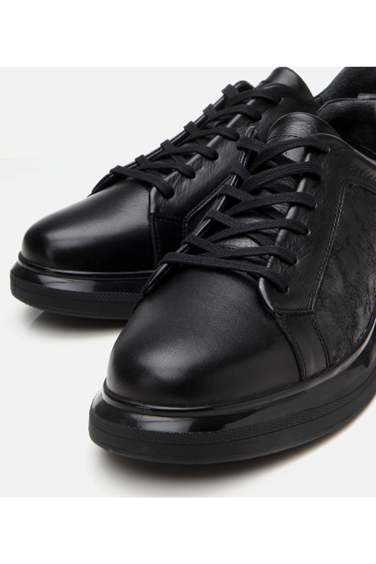 Erkek Deri Siyah Spor Ayakkabı - Görsel 4