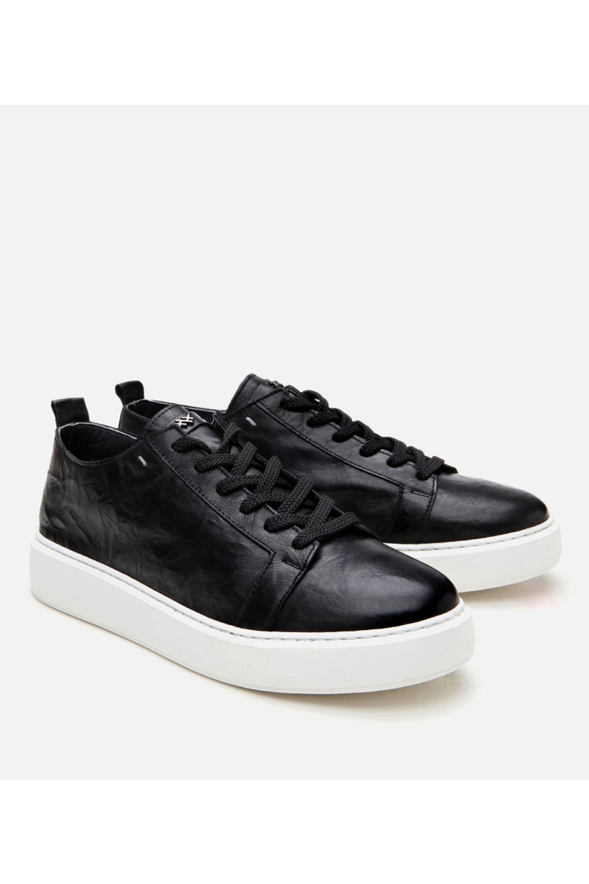 Erkek Deri Siyah Hafif Tabanlı Spor Ayakkabı - Görsel 3