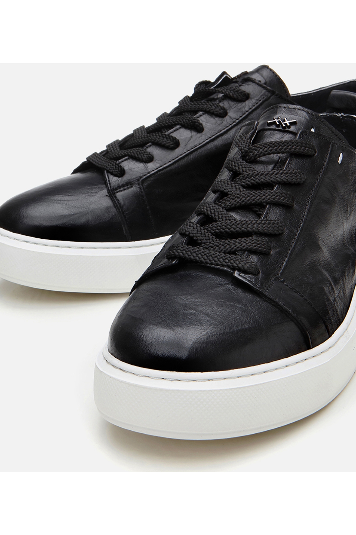 Erkek Deri Siyah Hafif Tabanlı Spor Ayakkabı - Görsel 4