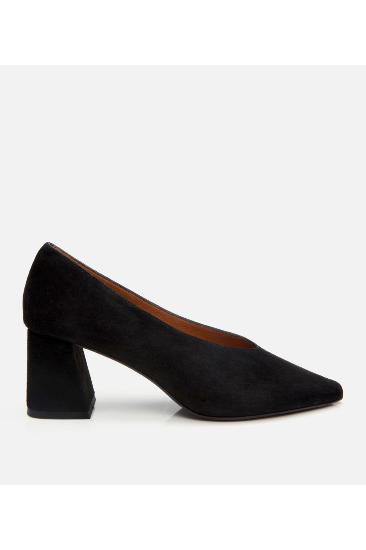 Kadın Süet Deri Siyah Kalın Topuklu Ayakkabı - Görsel 2