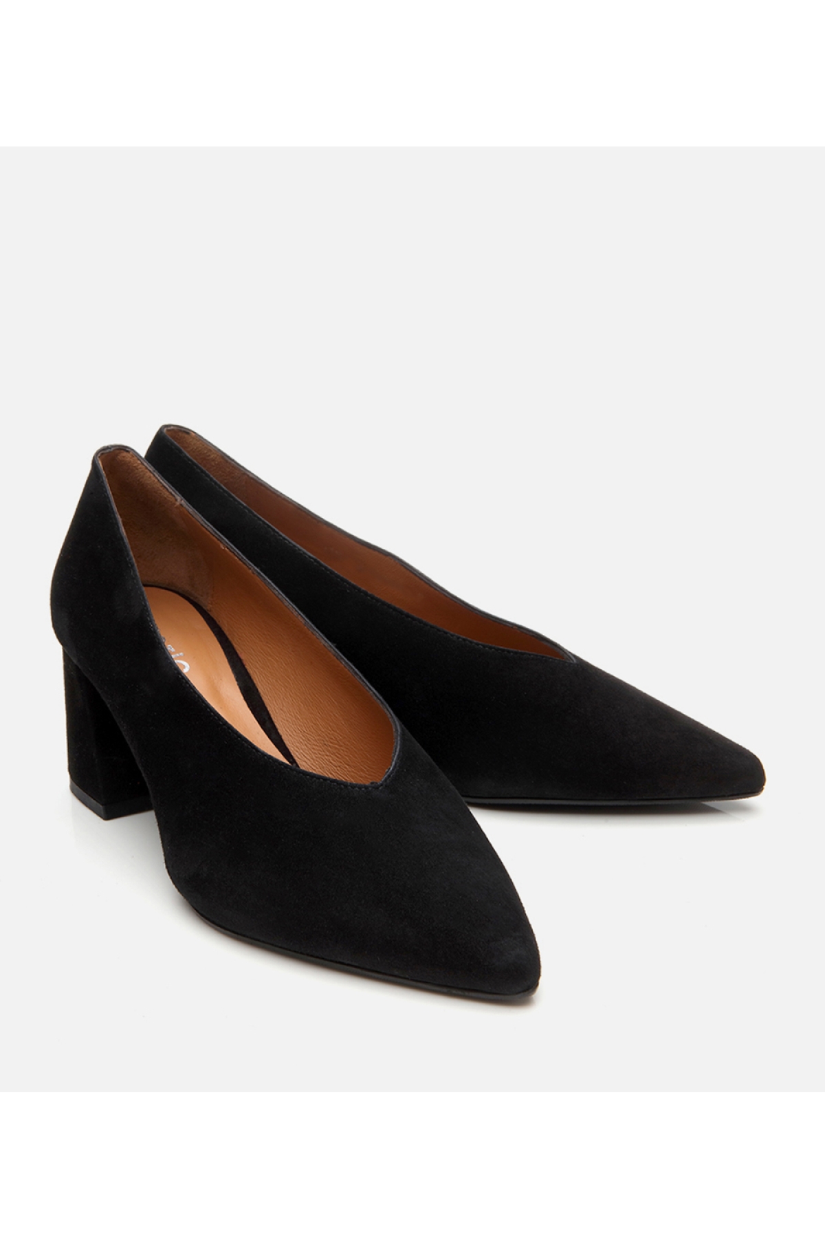 Kadın Süet Deri Siyah Kalın Topuklu Ayakkabı - Görsel 3