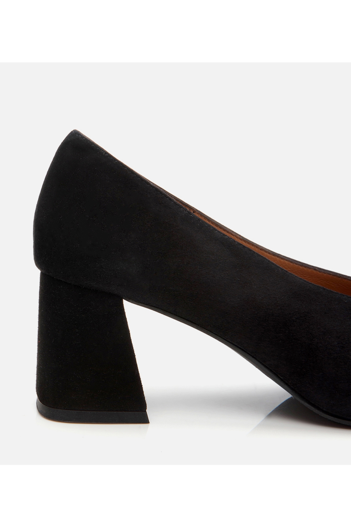 Kadın Süet Deri Siyah Kalın Topuklu Ayakkabı - Görsel 4