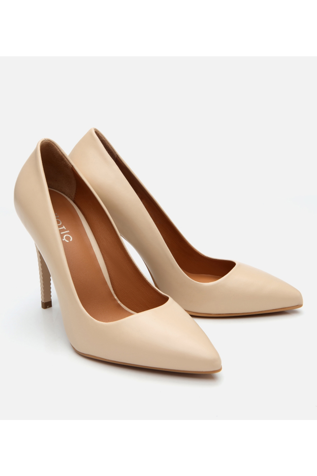 Kadın Deri Bej Yüksek Topuklu Stiletto - Görsel 4