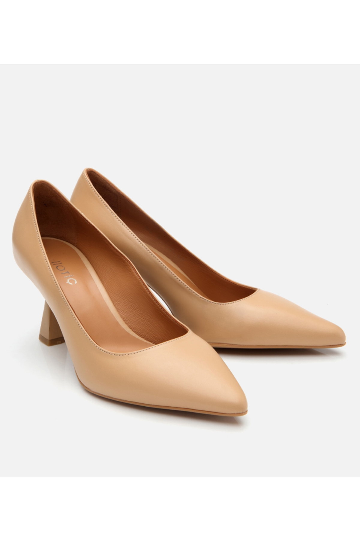 Kadın Deri Bej Esnek Tabanlı Stiletto - Görsel 3