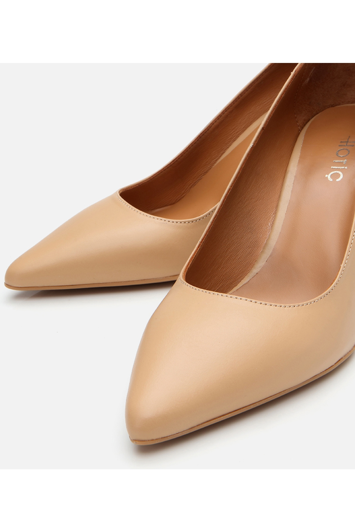 Kadın Deri Bej Esnek Tabanlı Stiletto - Görsel 5