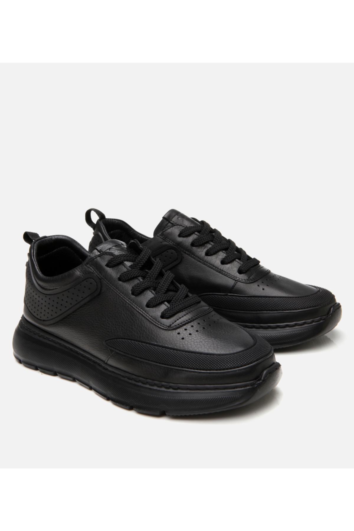 Erkek Deri Siyah Ultra Hafif Tabanlı Spor Ayakkabı - Görsel 3