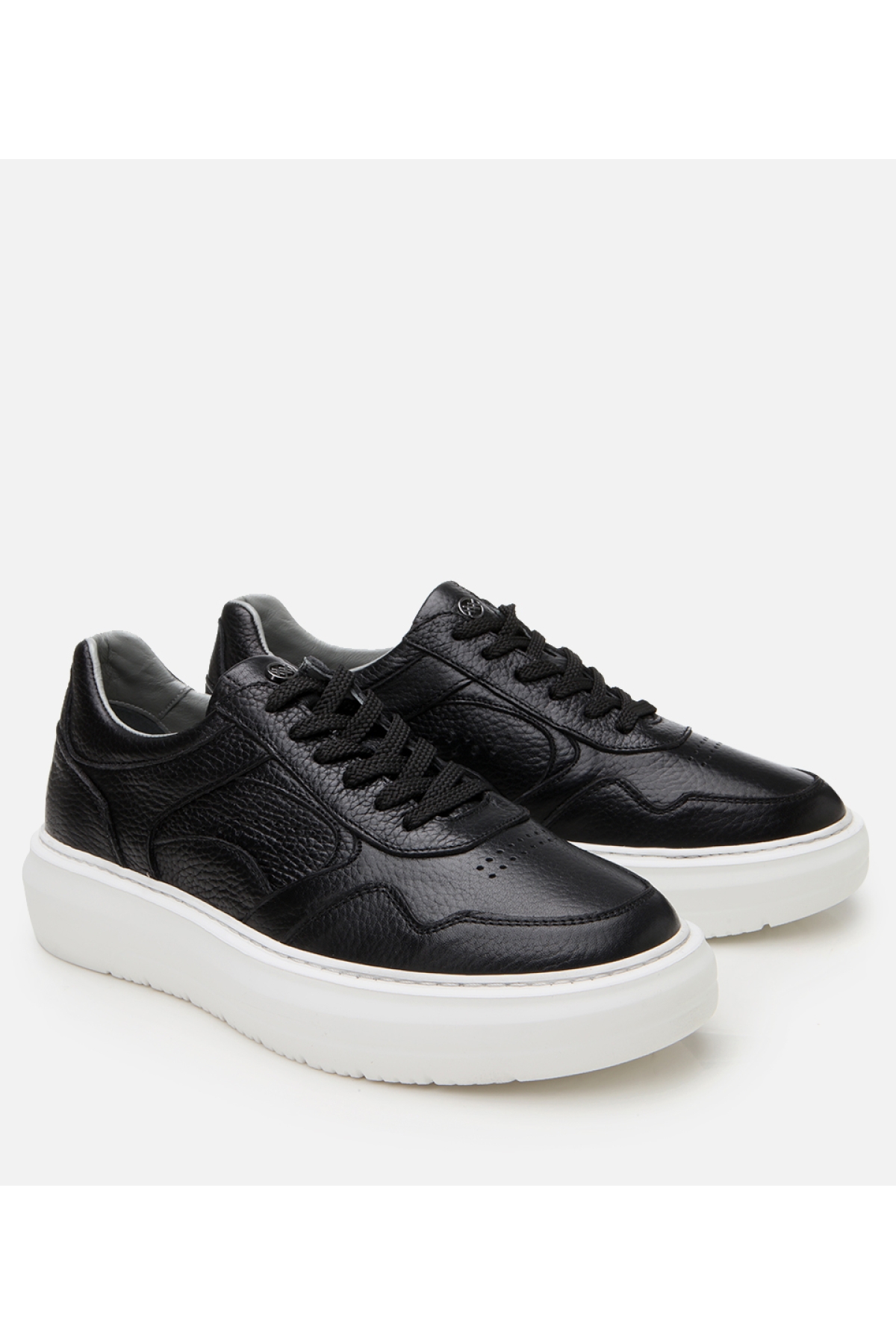 Erkek Deri Siyah Yüksek Tabanlı Spor Ayakkabı - Görsel 3