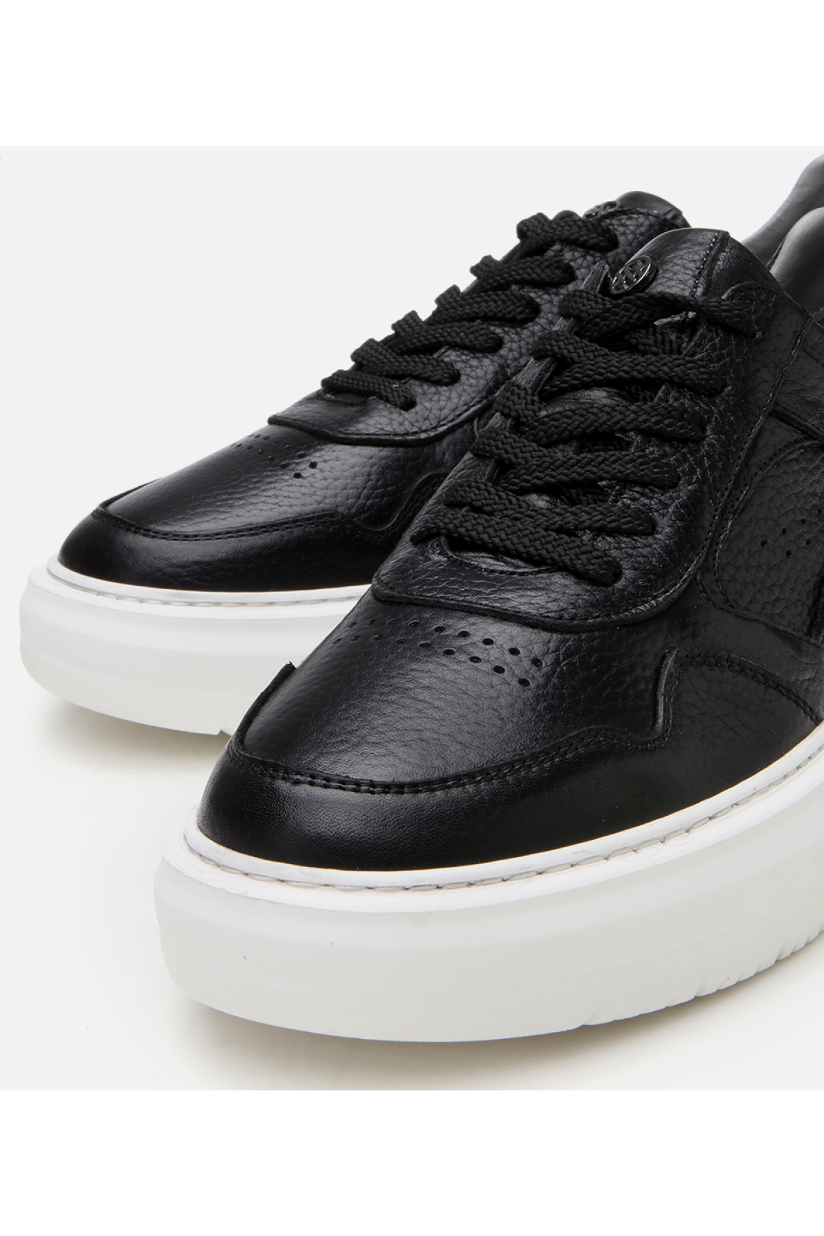 Erkek Deri Siyah Yüksek Tabanlı Spor Ayakkabı - Görsel 4