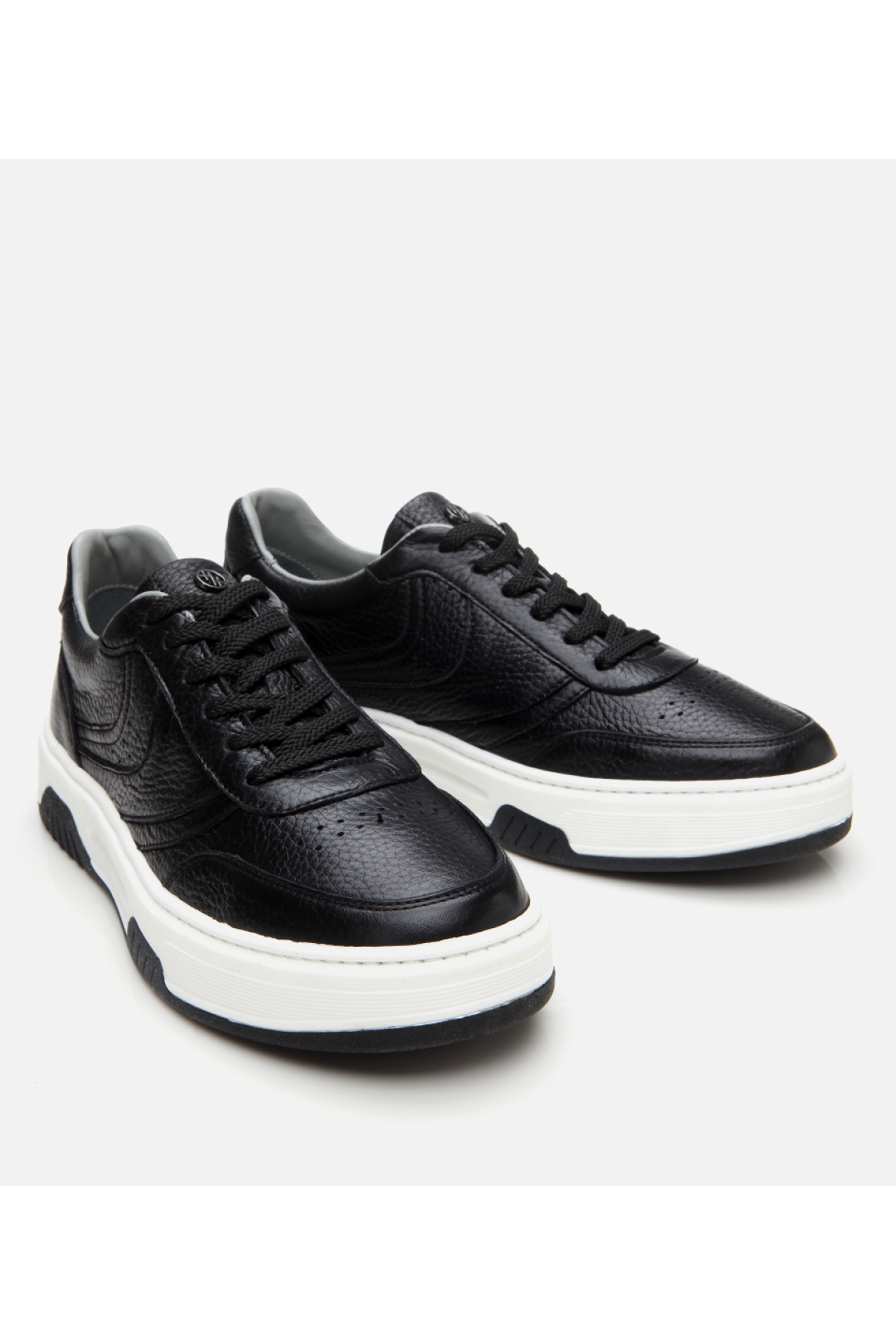 Erkek Deri Siyah Yüksek Tabanlı Spor Ayakkabı - Görsel 3