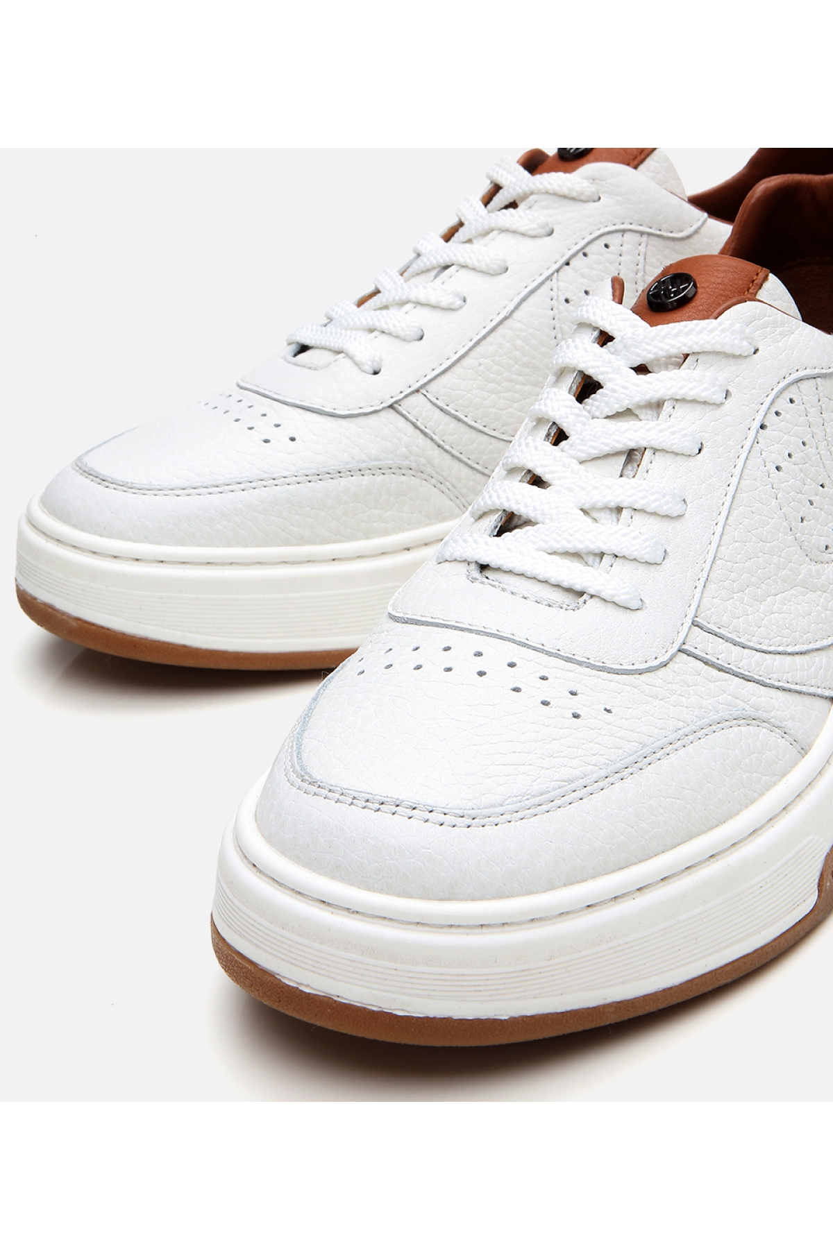 Erkek Deri Beyaz Yüksek Tabanlı Spor Ayakkabı - Görsel 4