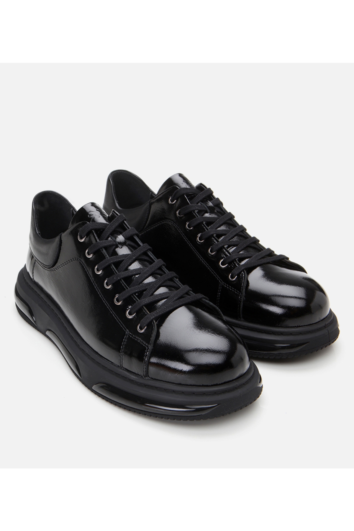Erkek Rugan Deri Siyah Hafif Tabanlı Spor Ayakkabı - Görsel 3