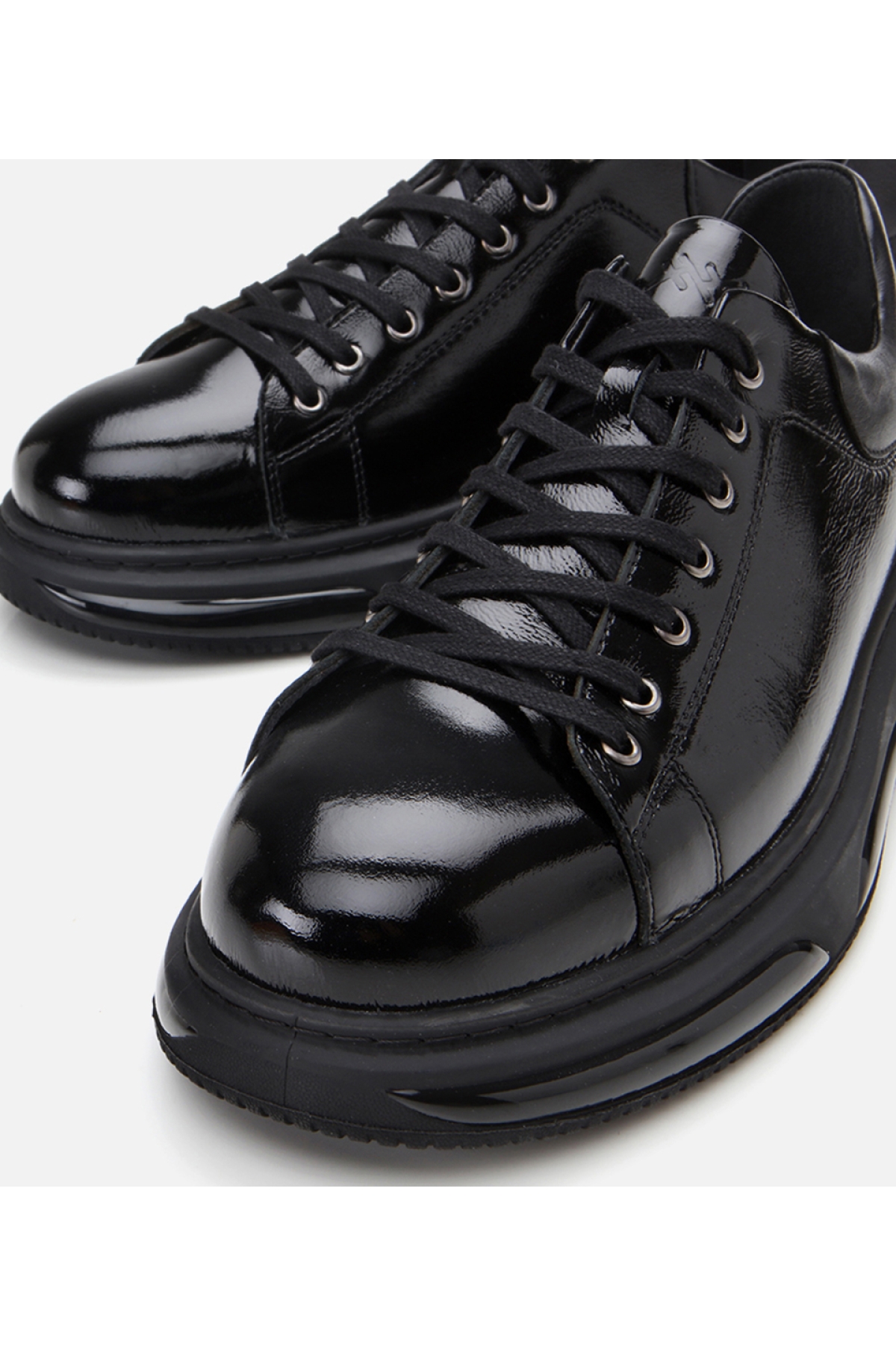 Erkek Rugan Deri Siyah Hafif Tabanlı Spor Ayakkabı - Görsel 4