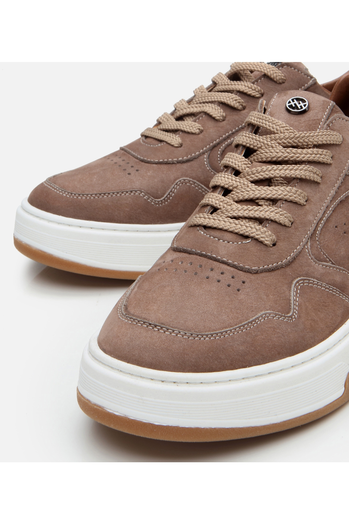 Erkek Nubuk Deri Yüksek Tabanlı Bej Spor Ayakkabı - Görsel 4
