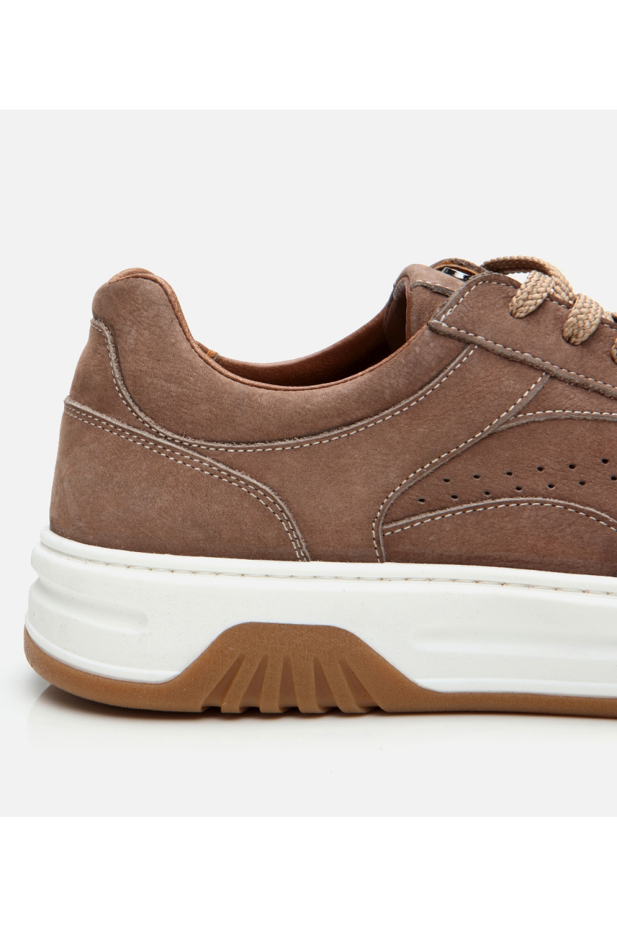 Erkek Nubuk Deri Yüksek Tabanlı Bej Spor Ayakkabı - Görsel 5