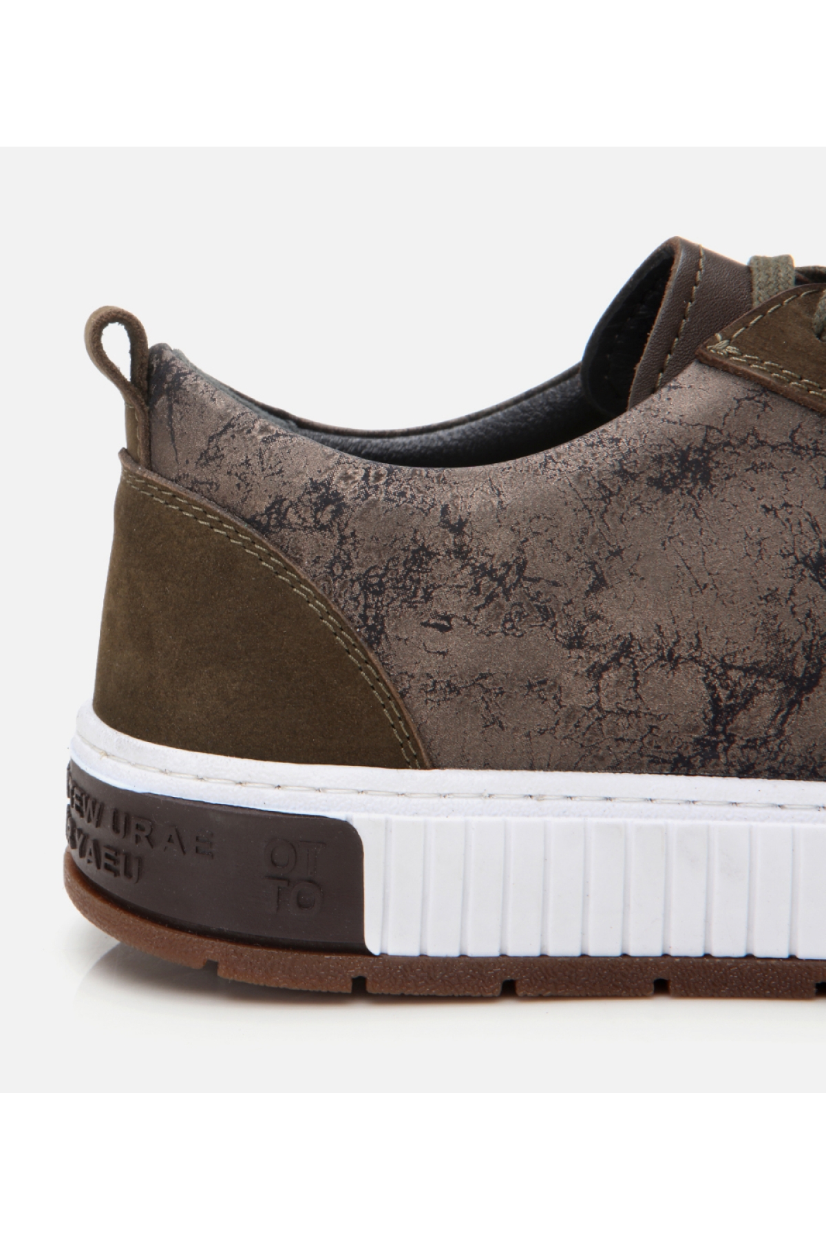 Erkek Deri Haki Baskılı Spor Ayakkabı - Görsel 5