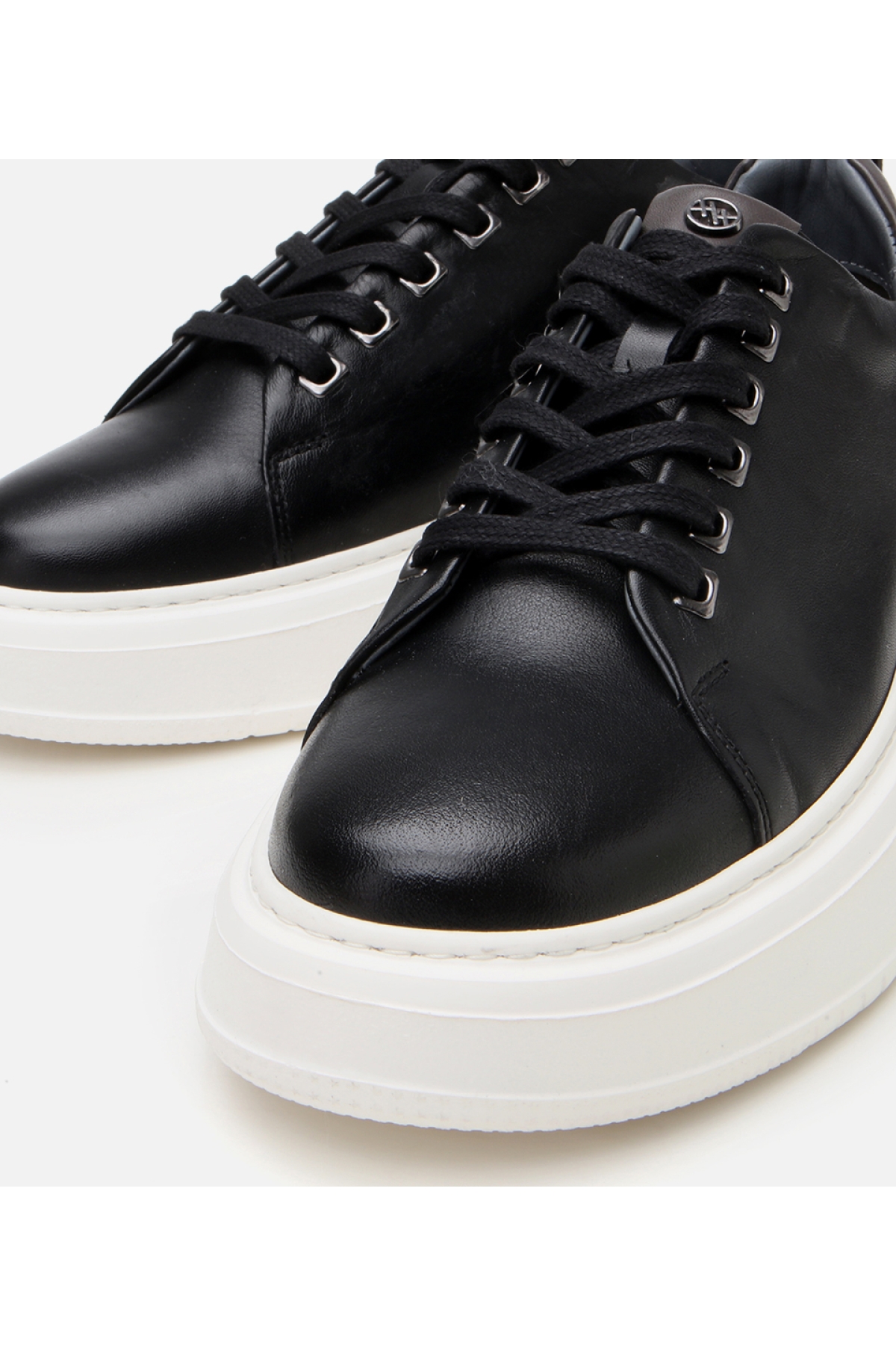 Erkek Deri Siyah Hafif Tabanlı Spor Ayakkabı - Görsel 4