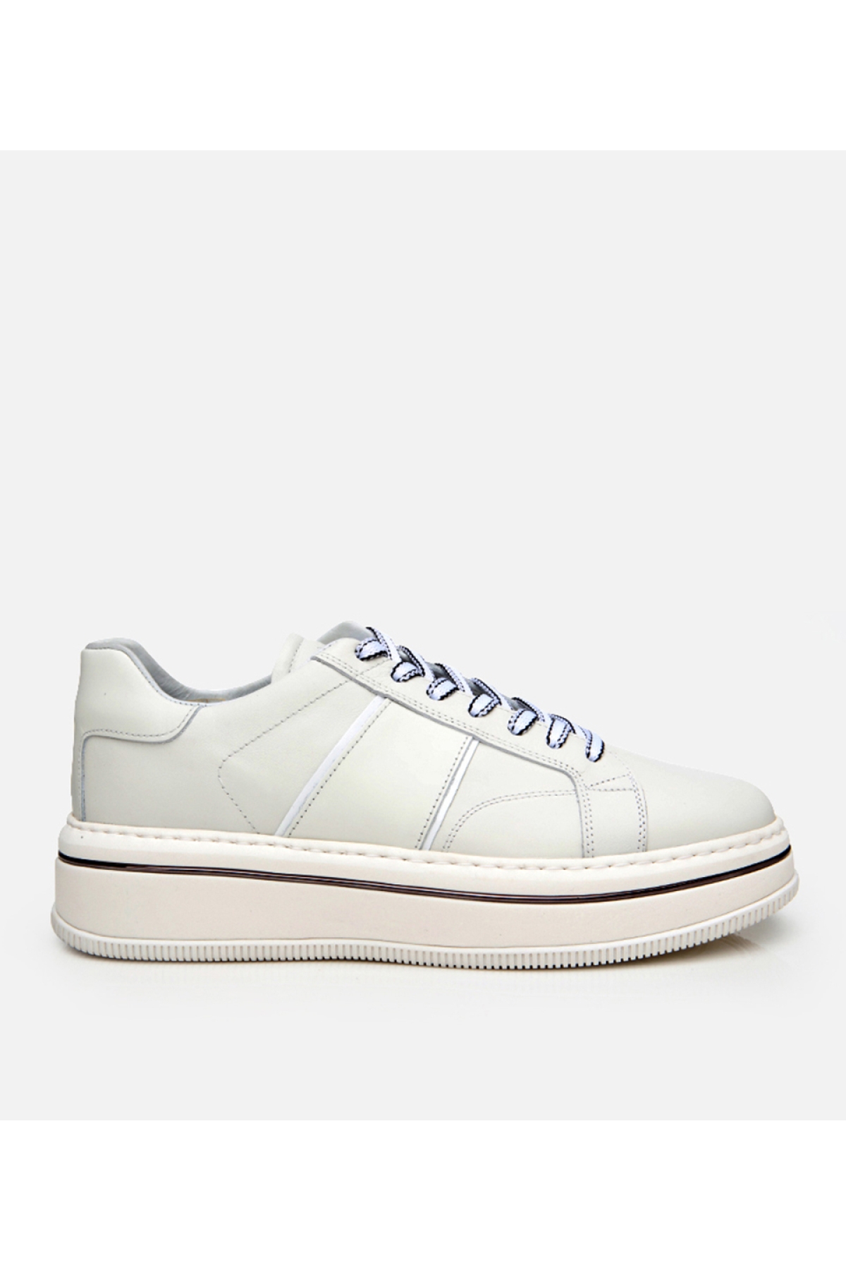 Erkek Deri Beyaz Yüksek Tabanlı Spor Ayakkabı - Görsel 2