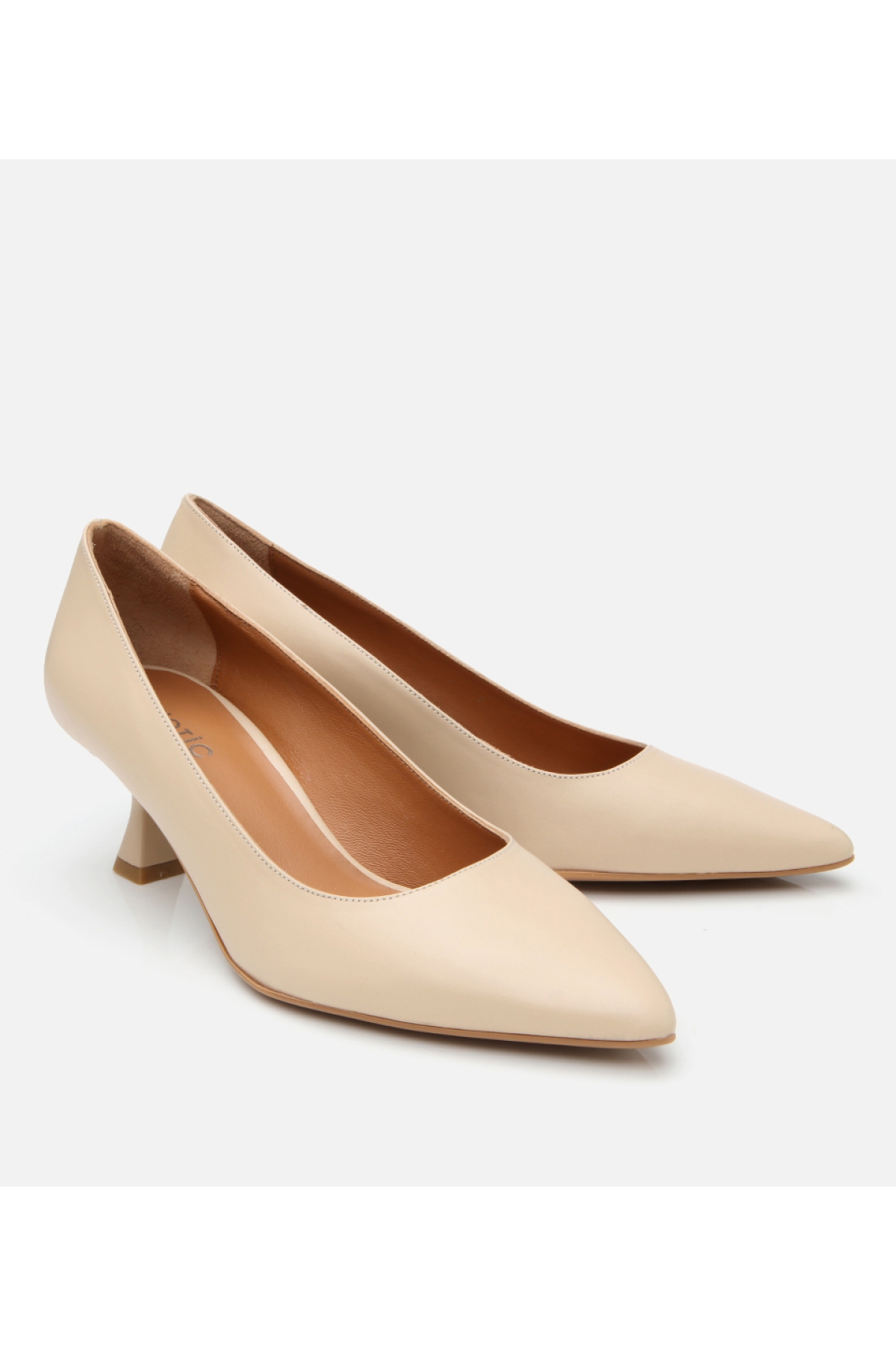 Kadın Deri Bej Esnek Tabanlı Stiletto - Görsel 3