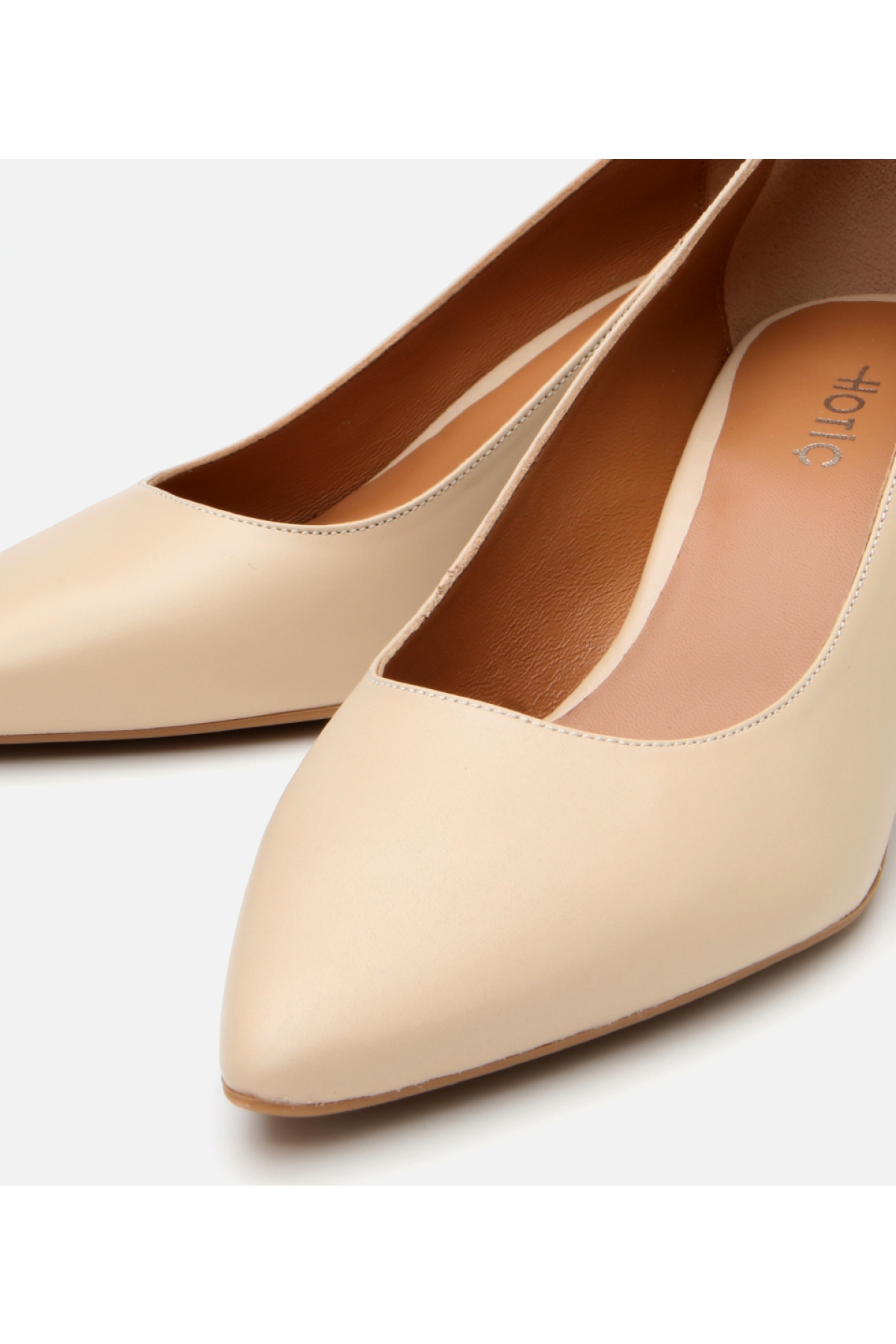 Kadın Deri Bej Esnek Tabanlı Stiletto - Görsel 4