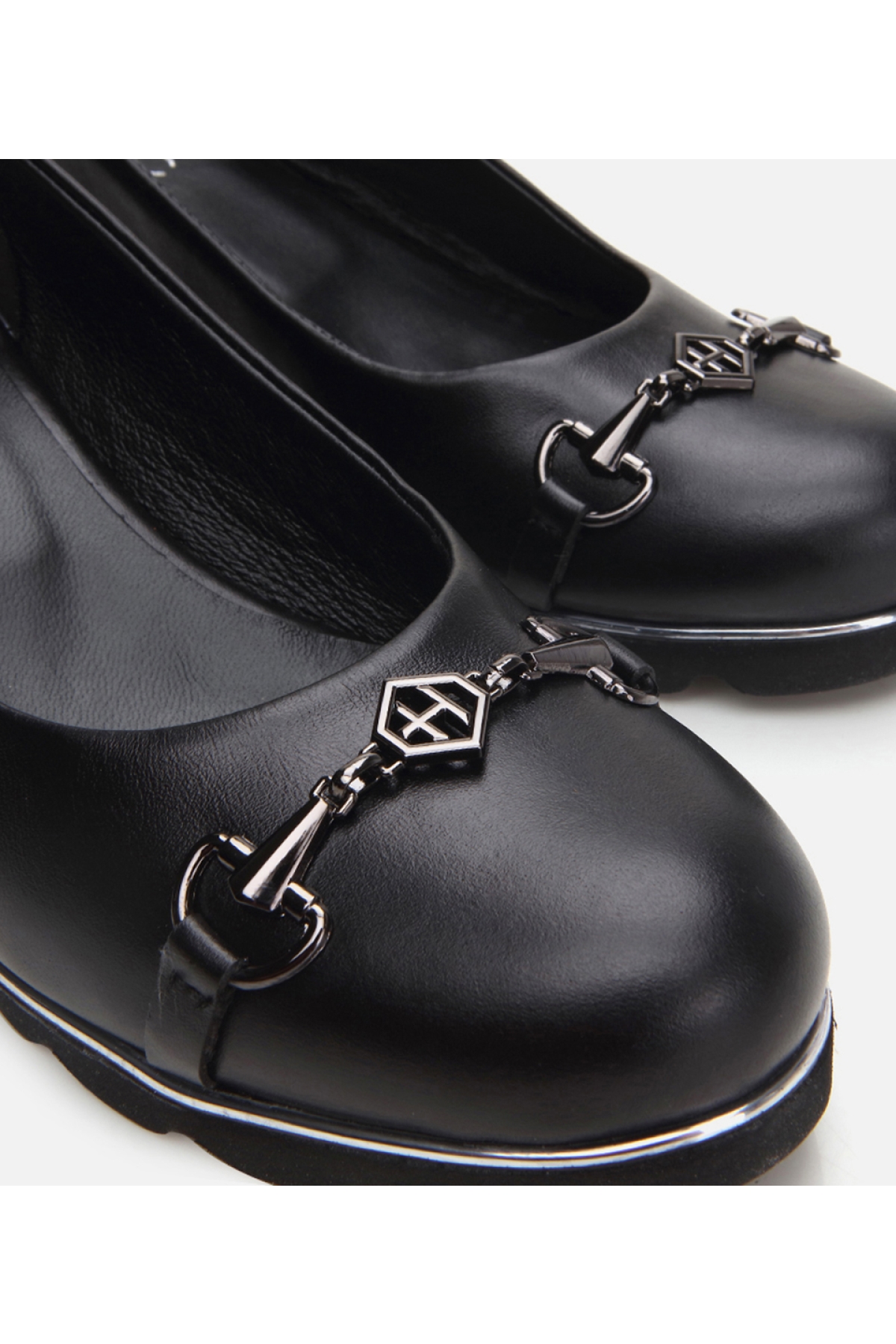 Kadın Deri Siyah Kalın Topuk - Görsel 4