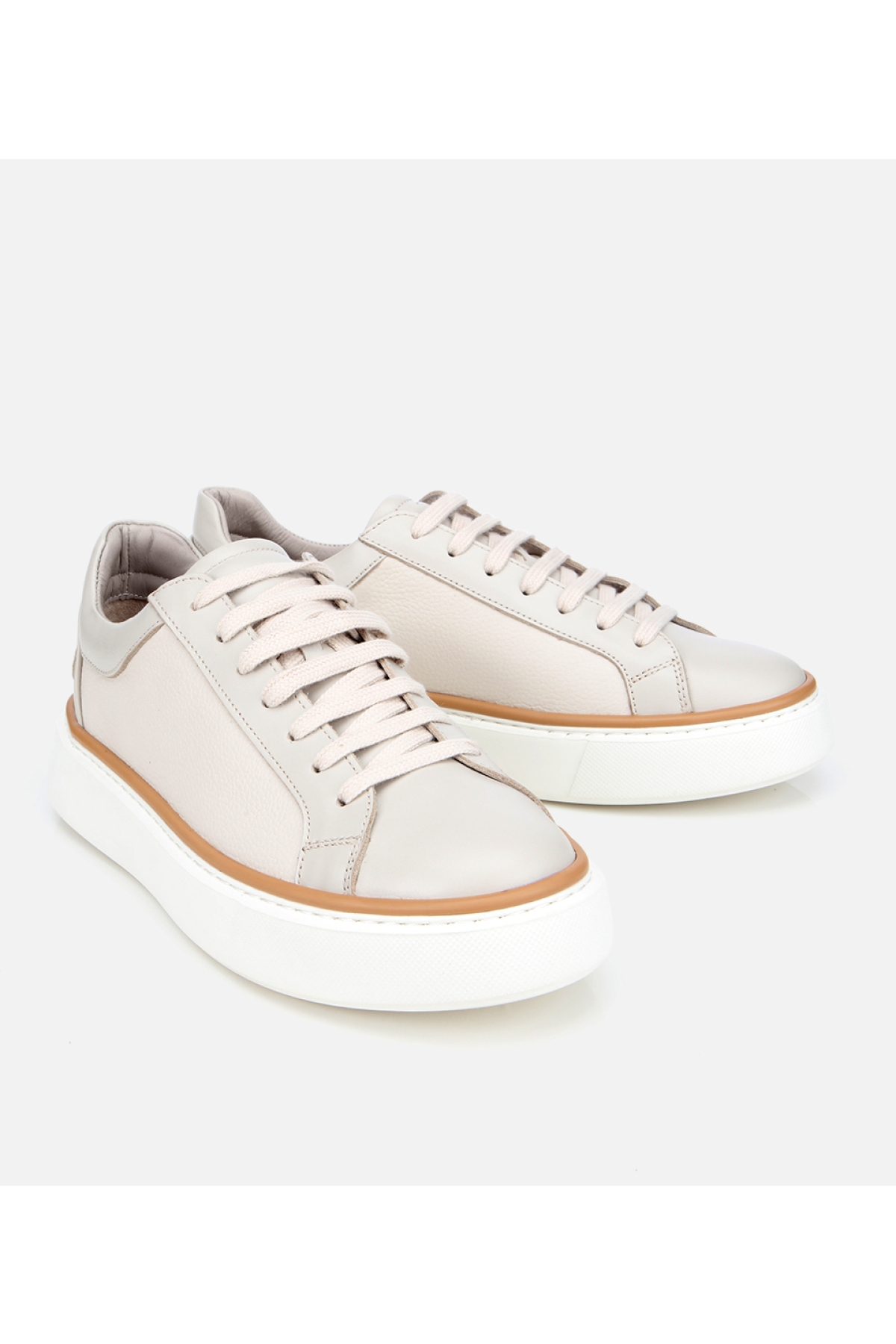Erkek Deri Bej Günlük Ayakkabı - Görsel 3