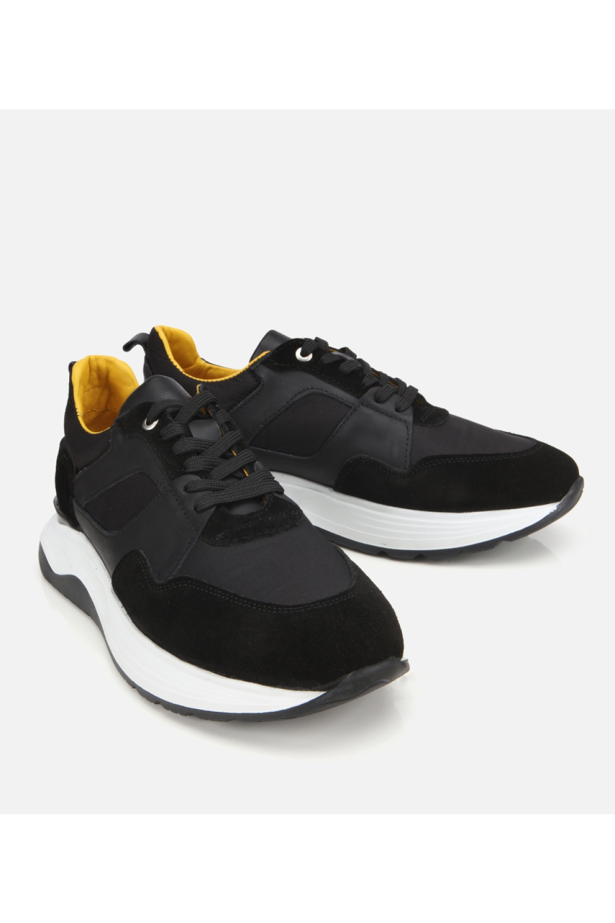 Erkek Süet Deri Siyah Hafif Tabanlı Spor Ayakkabı - Görsel 3