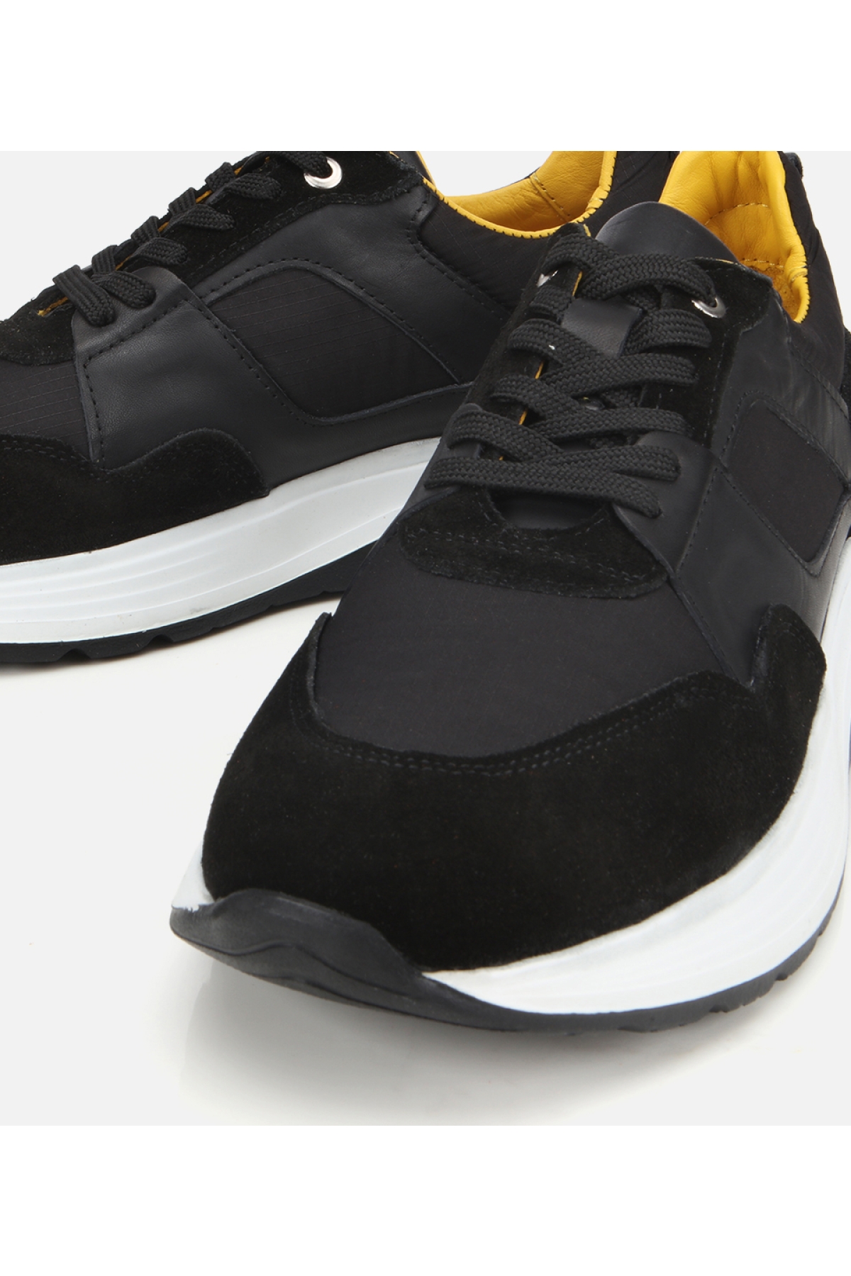 Erkek Süet Deri Siyah Hafif Tabanlı Spor Ayakkabı - Görsel 4