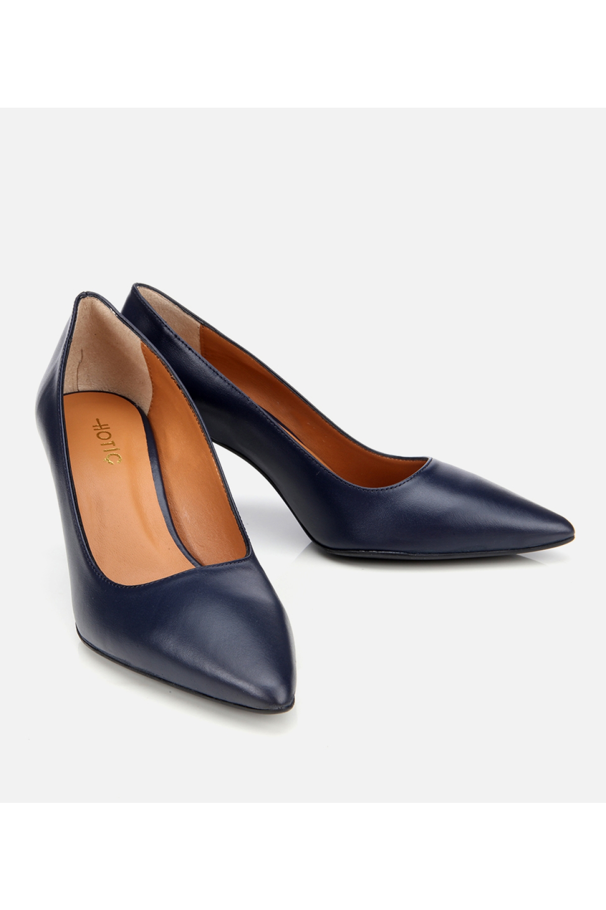 Kadın Deri Lacivert Esnek Tabanlı Stiletto - Görsel 3