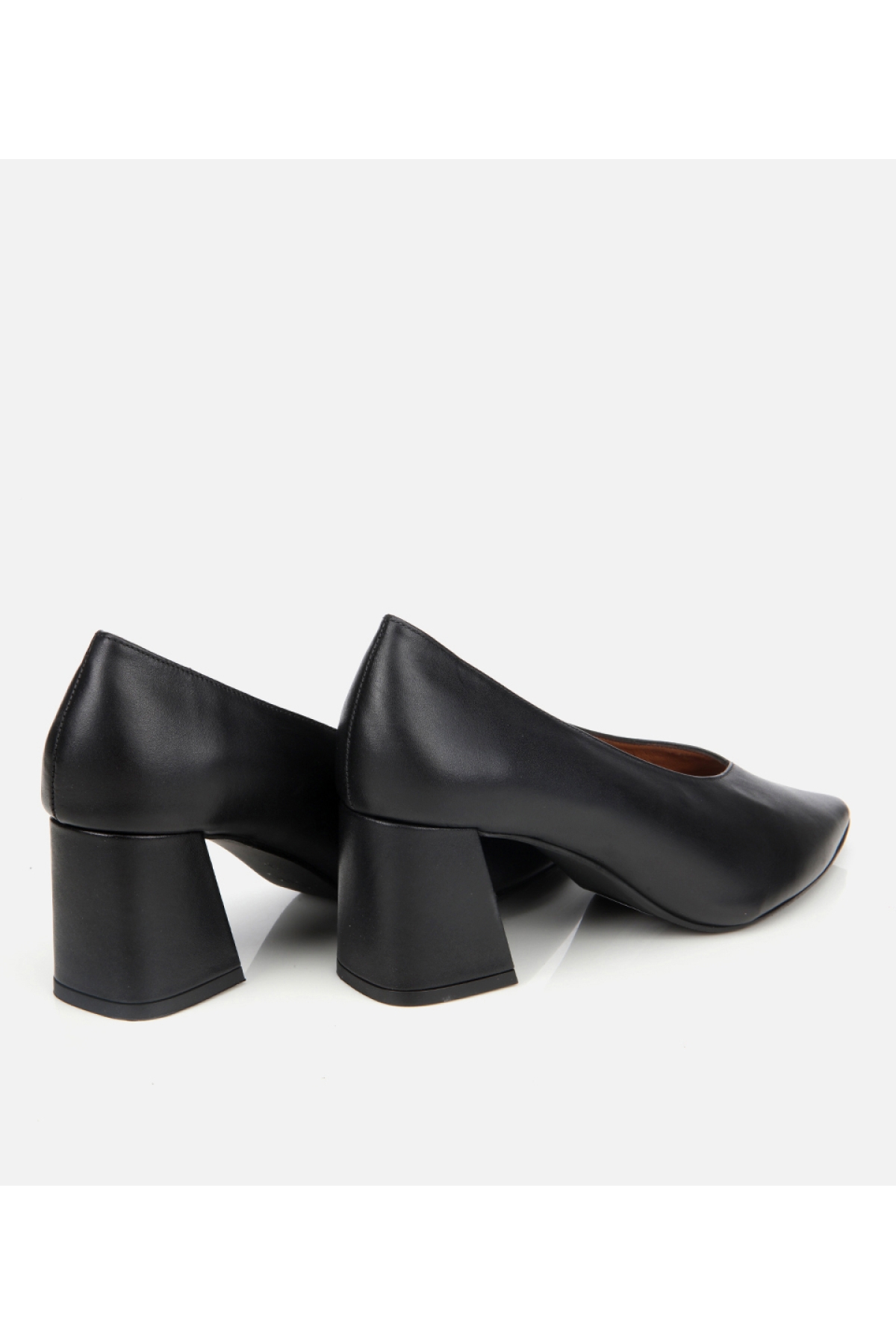 Kadın Deri Siyah Kalın Topuklu Ayakkabı - Görsel 5