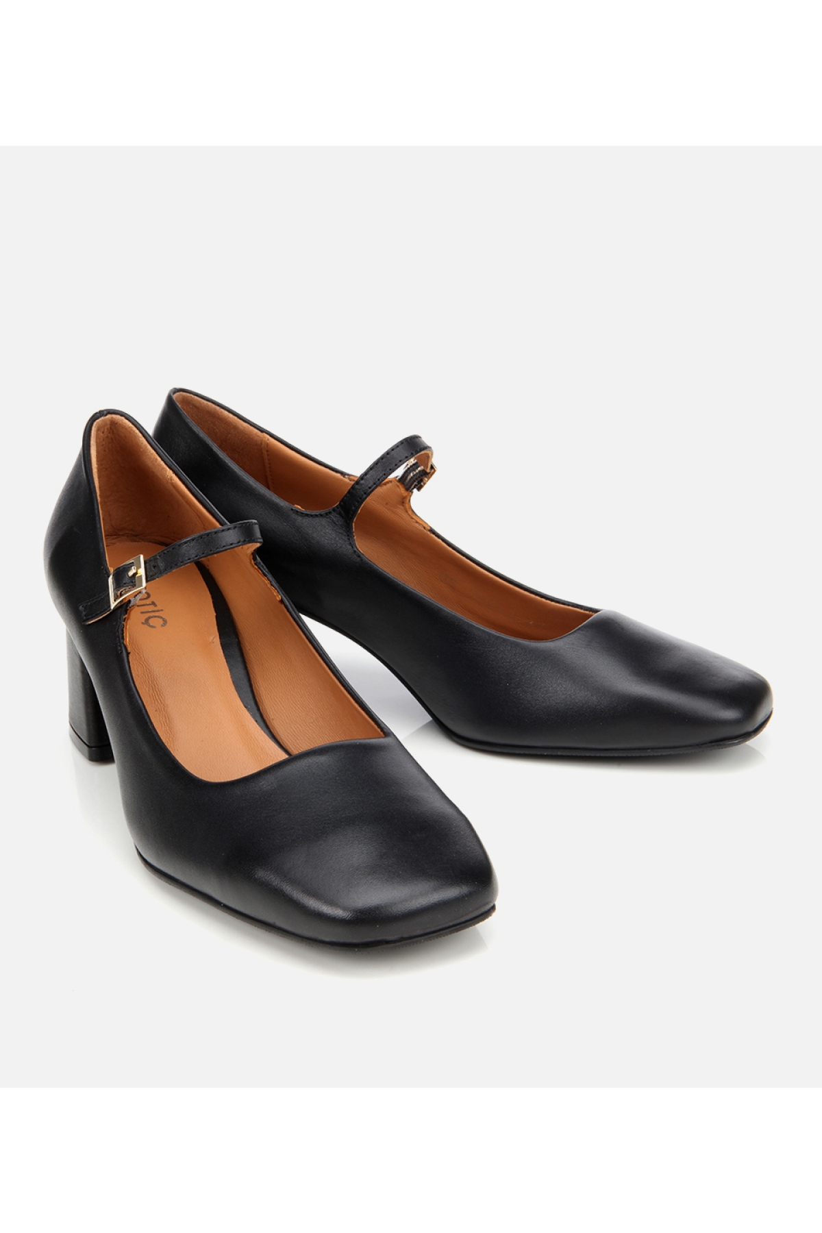 Kadın Deri Siyah Mary Jane Kalın Topuklu Ayakkabı - Görsel 3