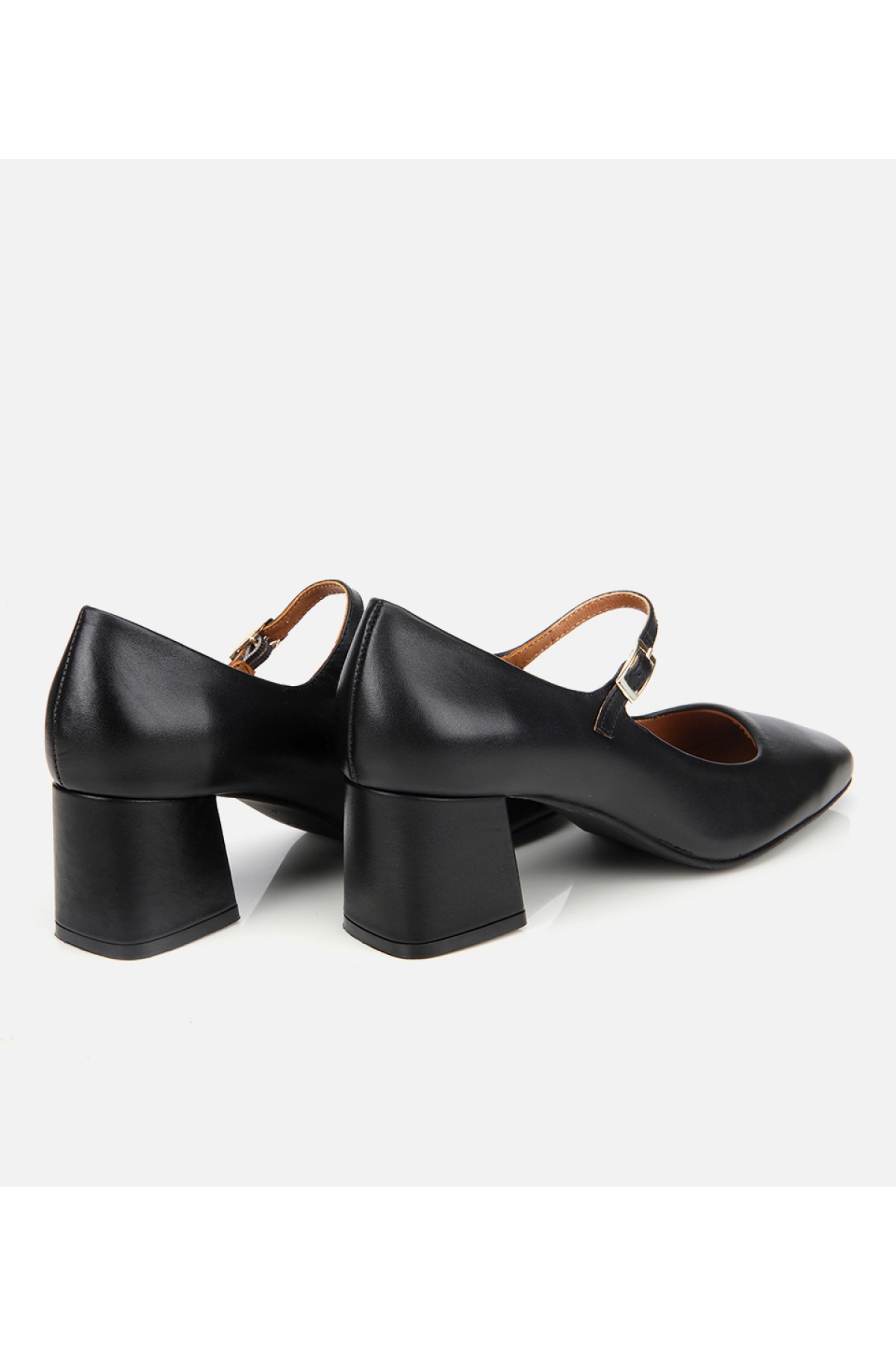 Kadın Deri Siyah Mary Jane Kalın Topuklu Ayakkabı - Görsel 5