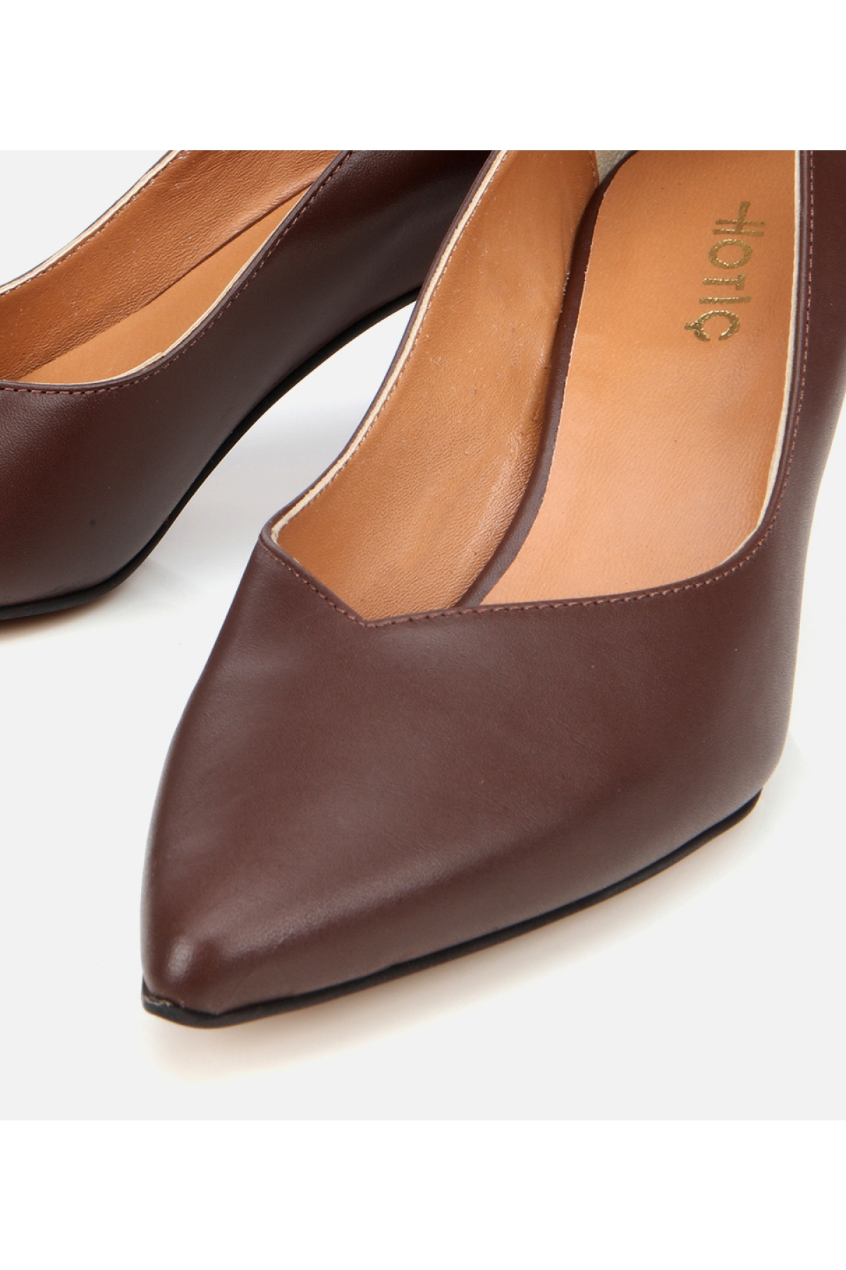 Kadın Deri Kahverengi İnce Topuklu Stiletto - Görsel 4