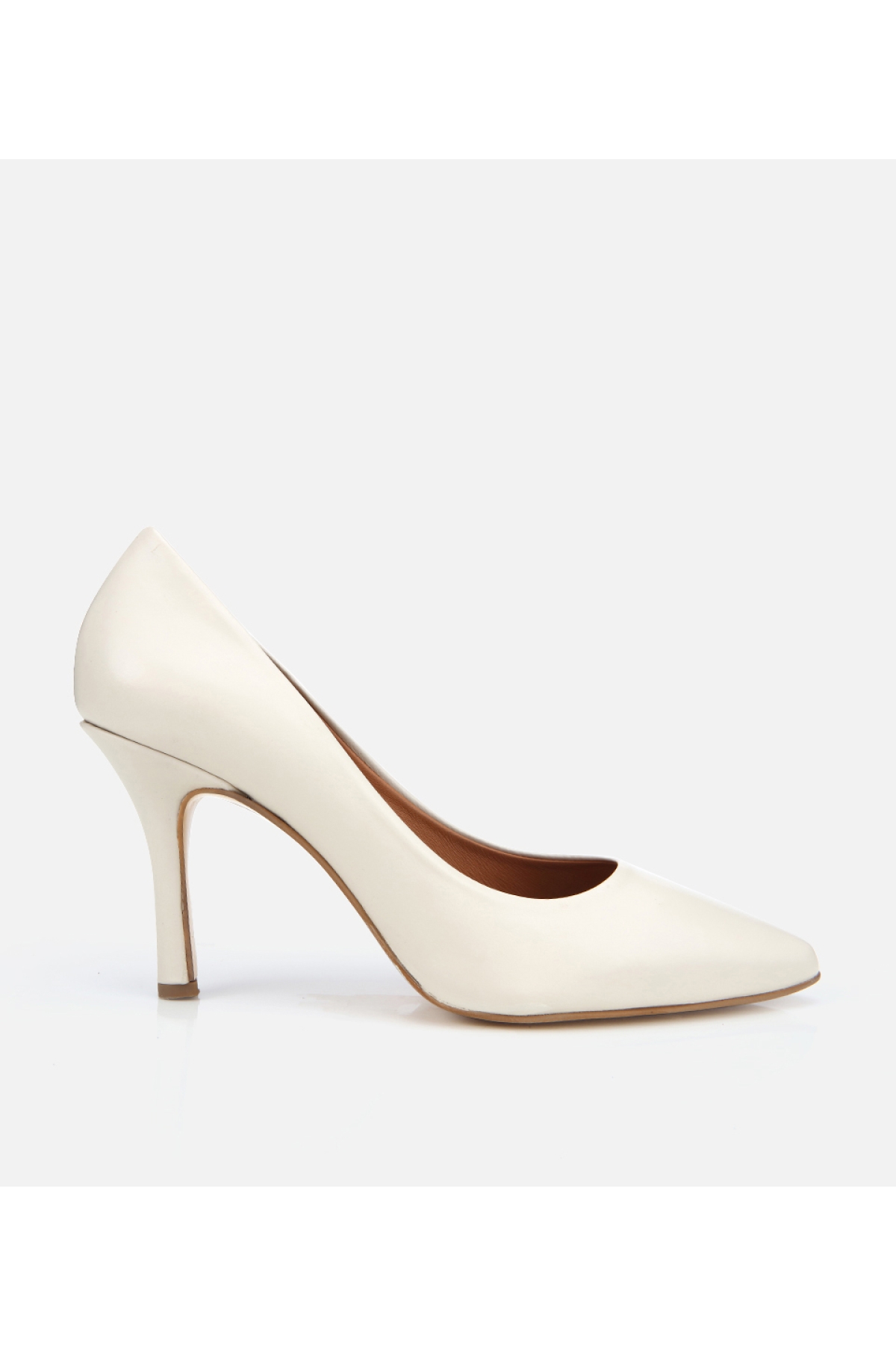 Kadın Deri Ekru Yüksek Topuklu Stiletto - Görsel 2