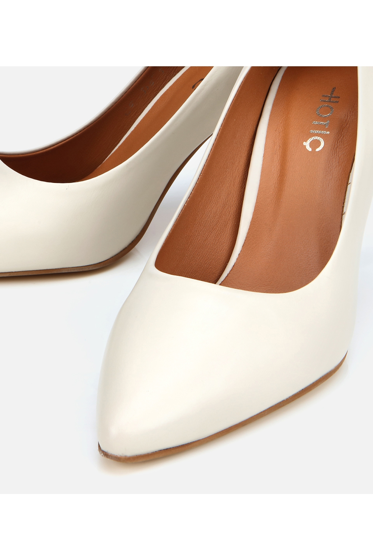 Kadın Deri Ekru Yüksek Topuklu Stiletto - Görsel 4