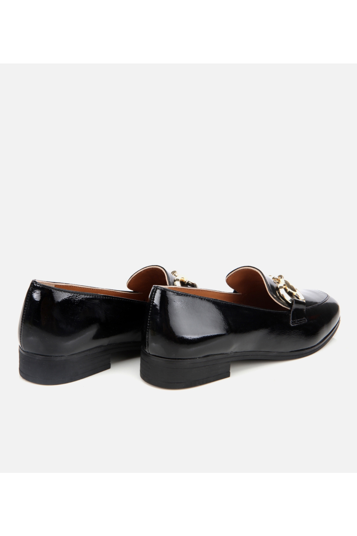 Kadın Rugan Deri Siyah Tokalı Klasik Loafer - Görsel 5