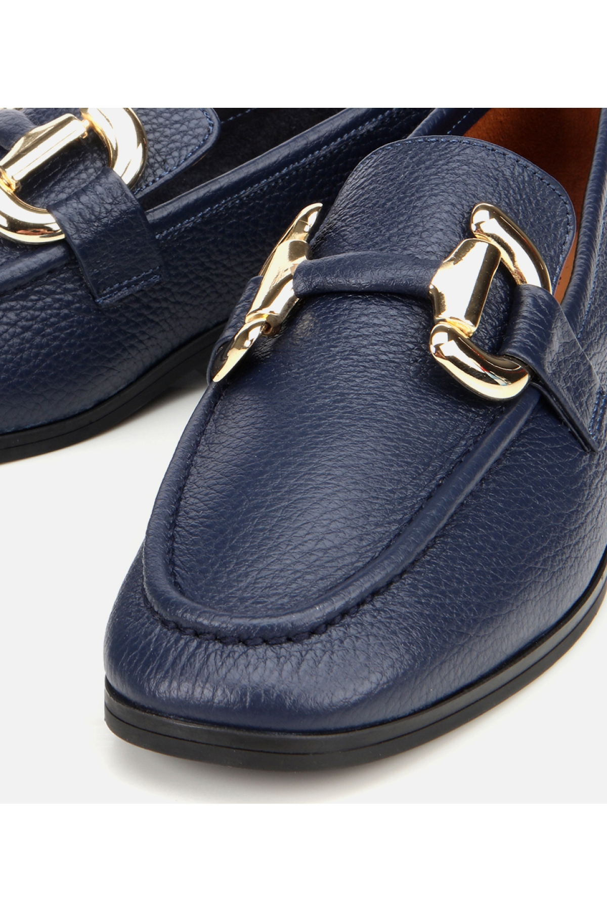 Kadın Deri Lacivert Tokalı Klasik Loafer - Görsel 4