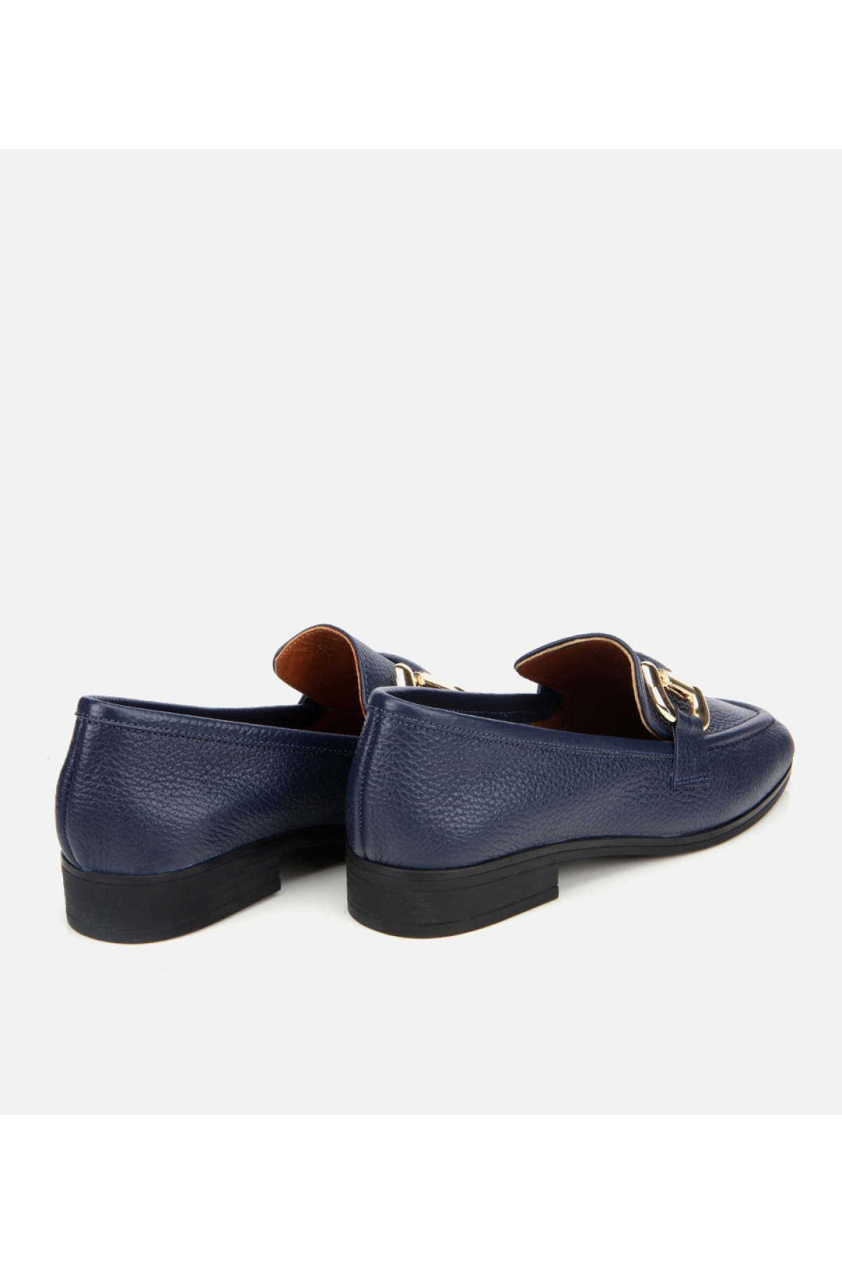 Kadın Deri Lacivert Tokalı Klasik Loafer - Görsel 5