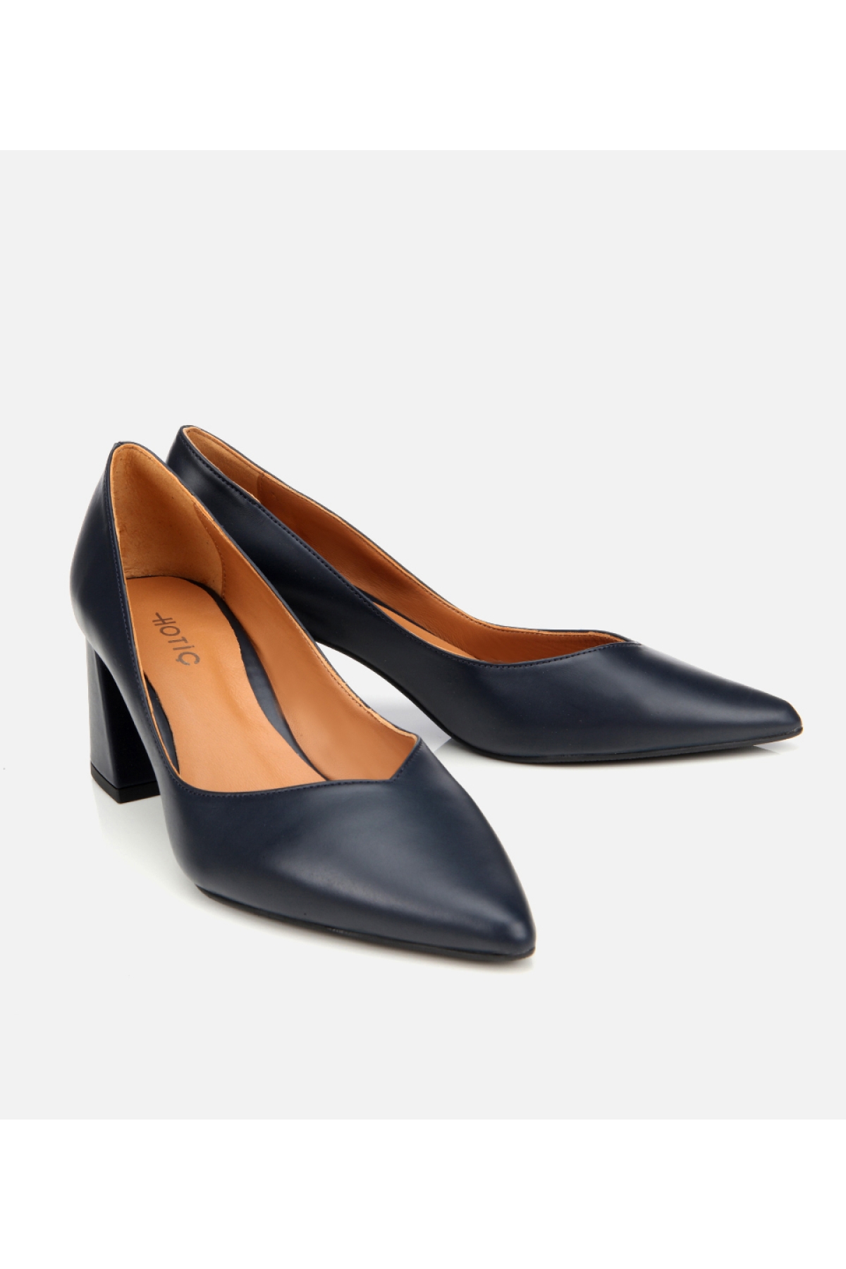 Kadın Deri Lacivert Kalın Topuklu Ayakkabı - Görsel 3