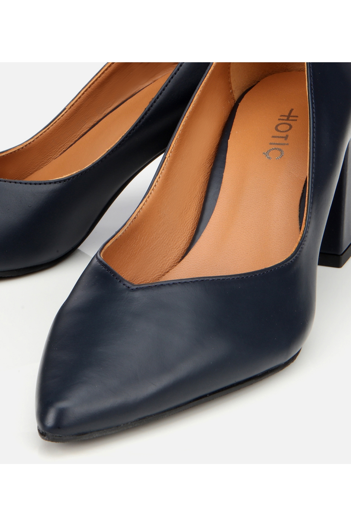 Kadın Deri Lacivert Kalın Topuklu Ayakkabı - Görsel 4
