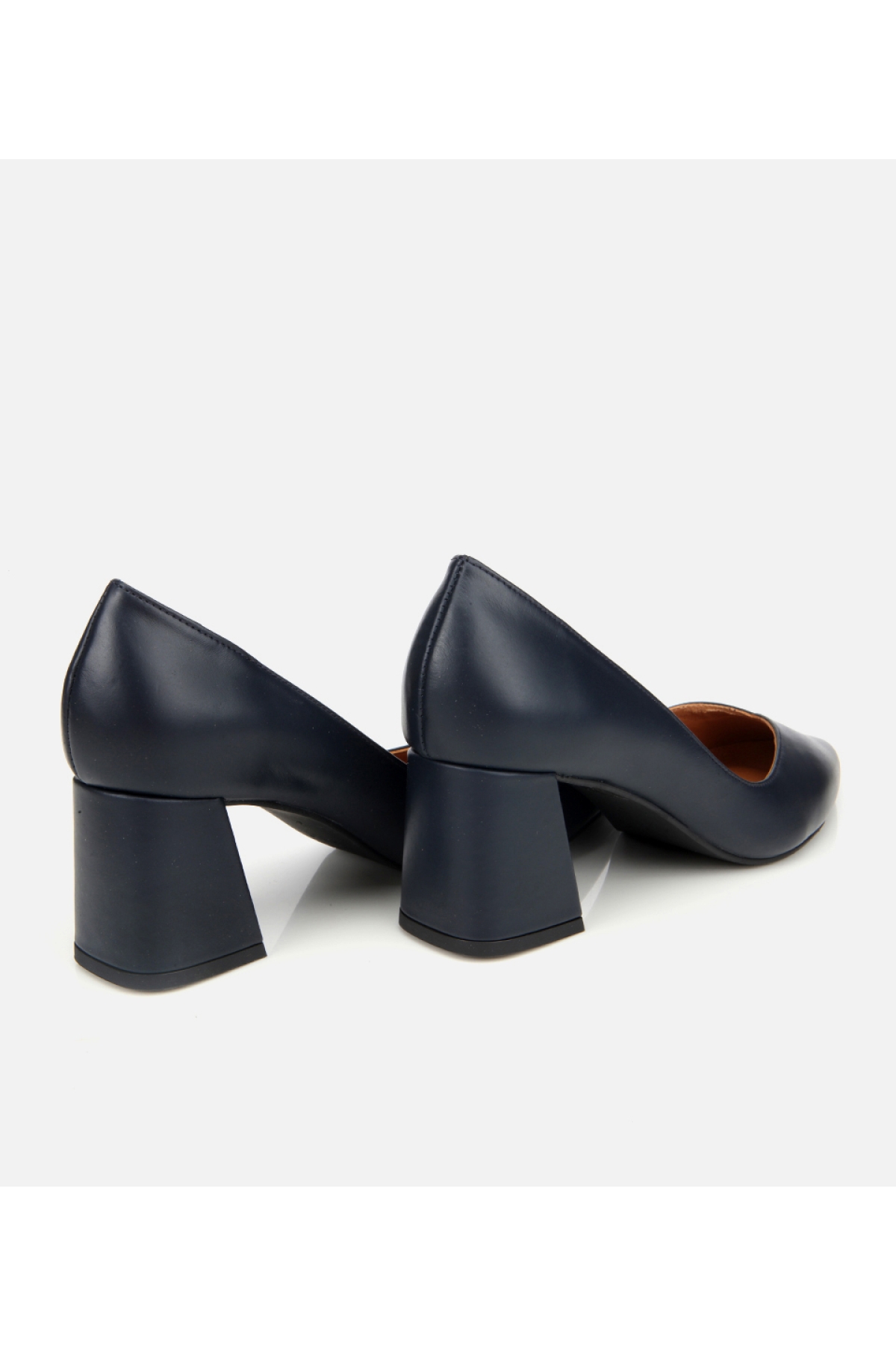 Kadın Deri Lacivert Kalın Topuklu Ayakkabı - Görsel 5