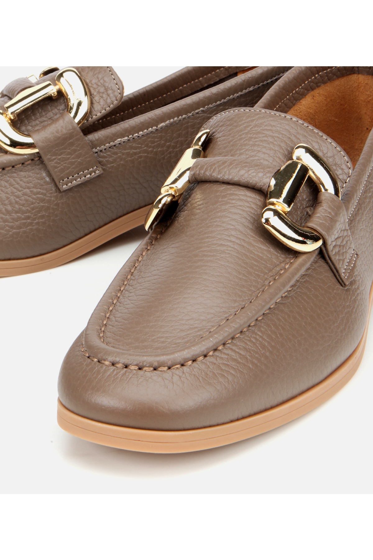 Kadın Deri Vizon Tokalı Klasik Loafer - Görsel 4