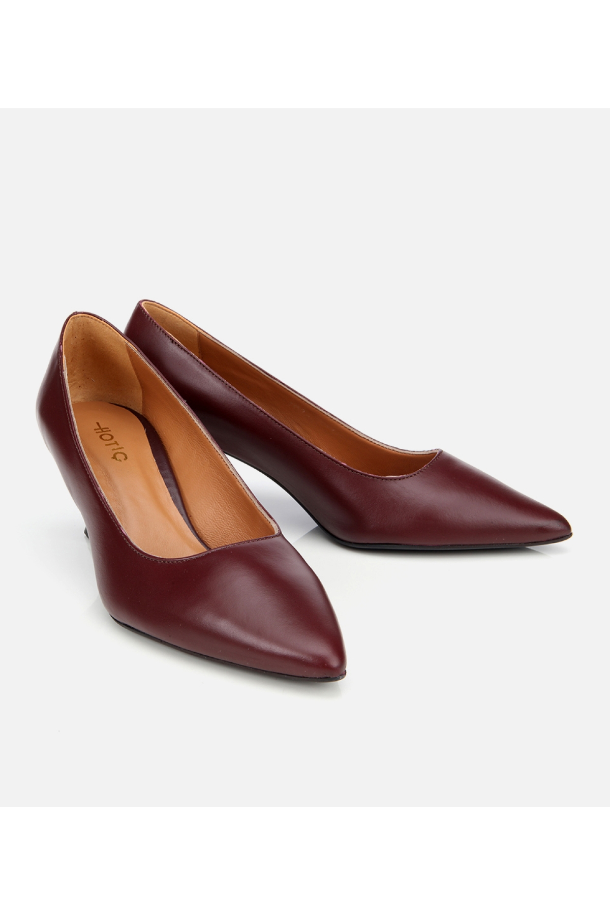 Kadın Deri Bordo Esnek Tabanlı Stiletto - Görsel 3