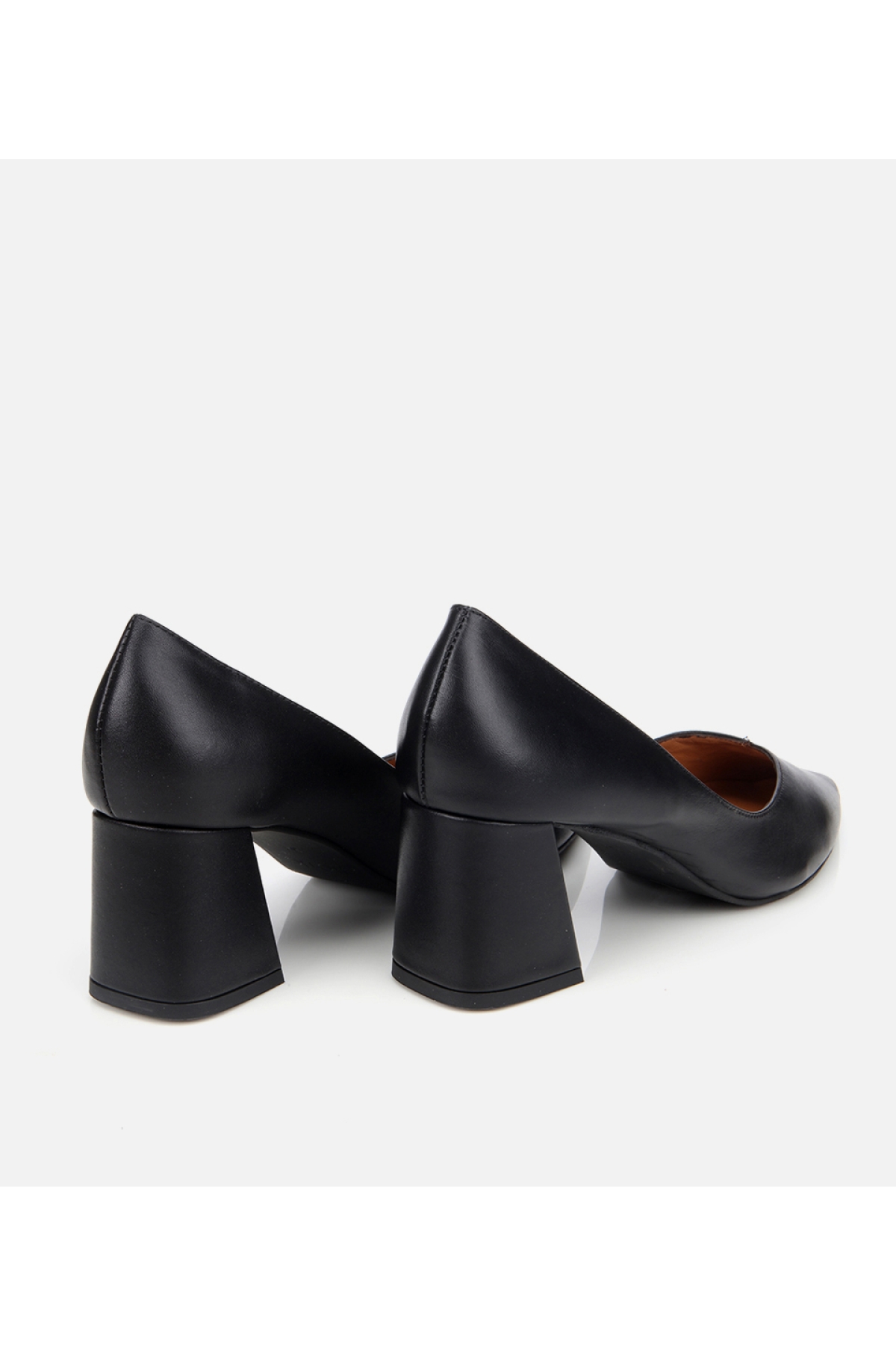 Kadın Deri Siyah Kalın Topuklu Ayakkabı - Görsel 5