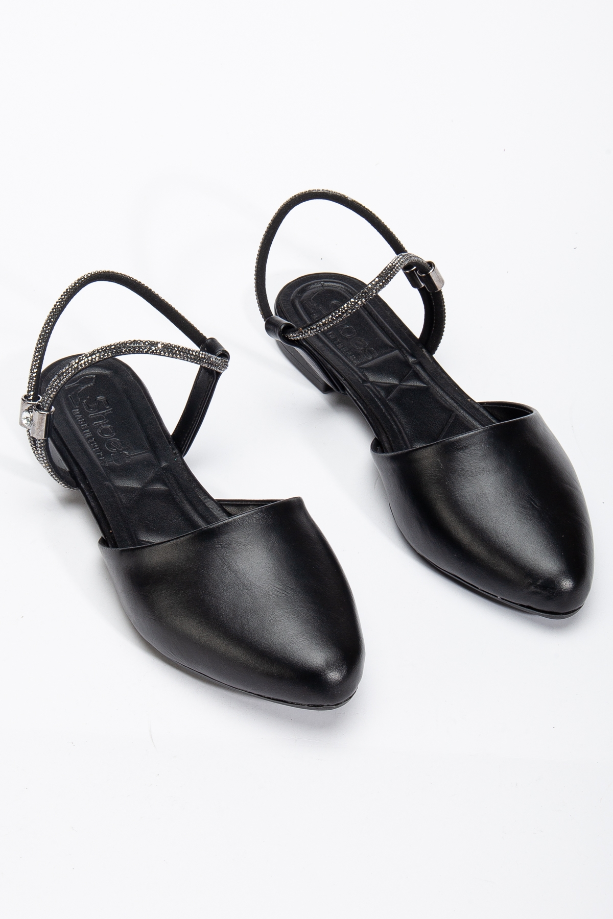 Kadın Siyah Taş Halat Detaylı Babet - Görsel 3