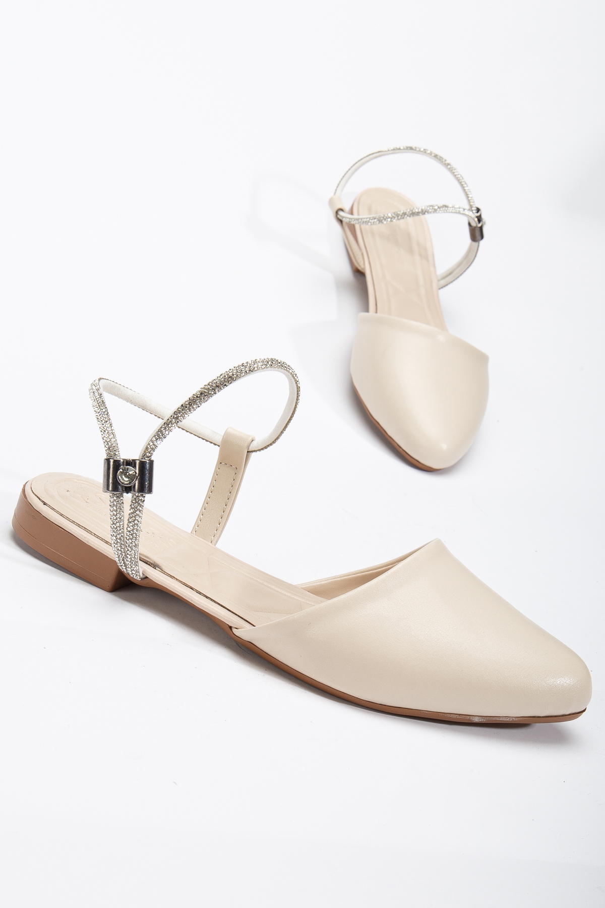 Kadın Bej Taş Halat Detaylı Babet - Görsel 3