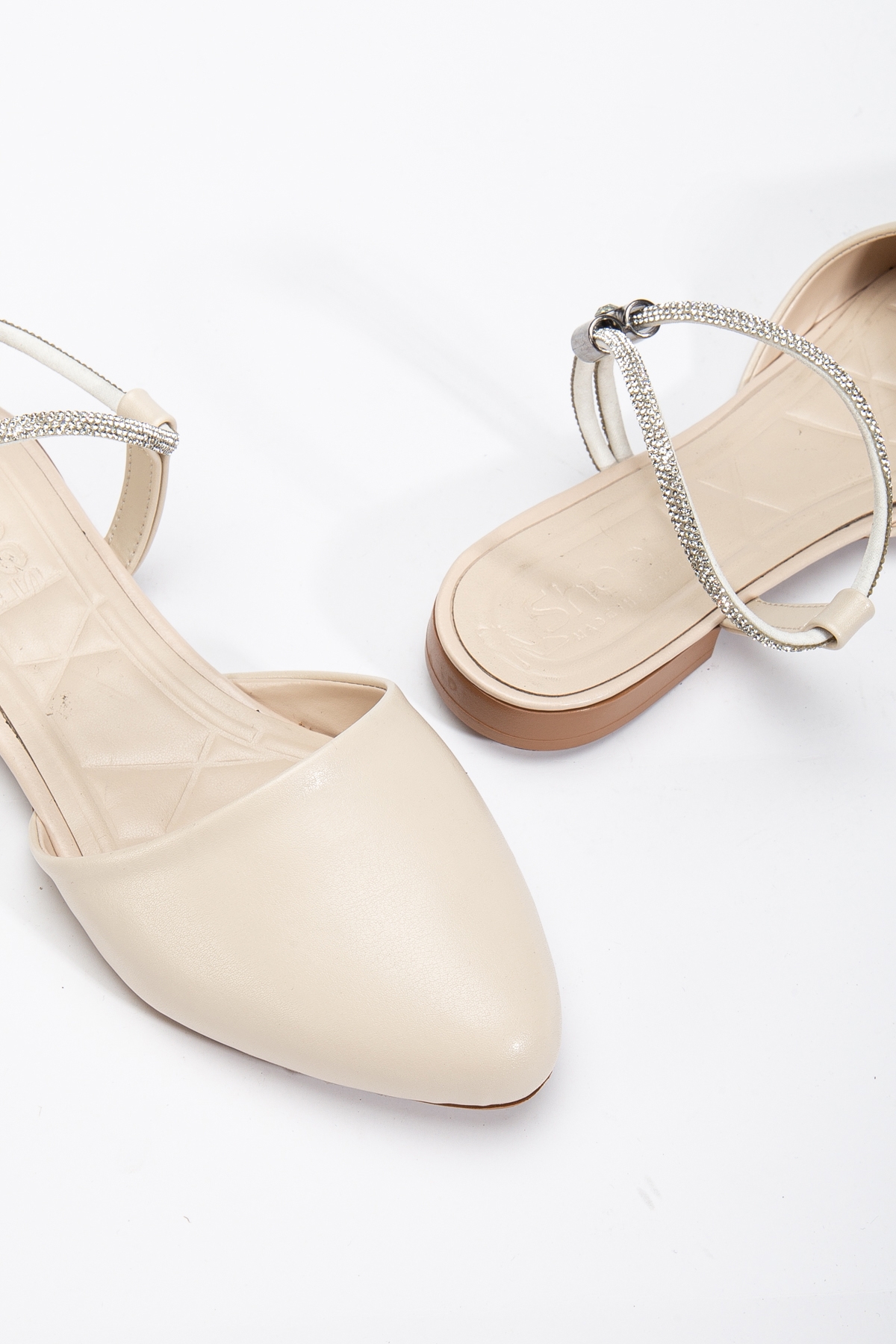 Kadın Bej Taş Halat Detaylı Babet - Görsel 5