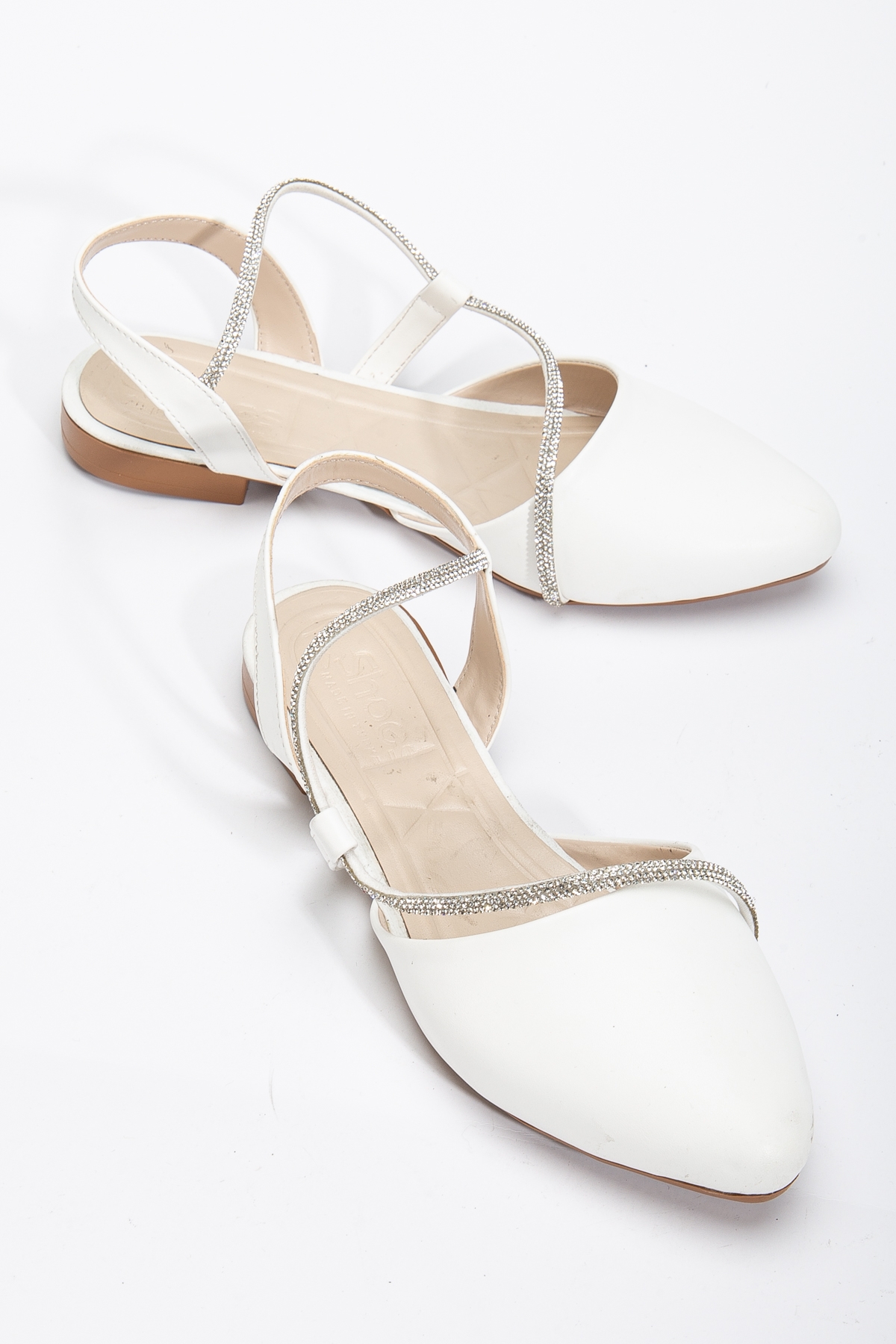 Kadın Beyaz Taş Halat Detaylı Babet - Görsel 3