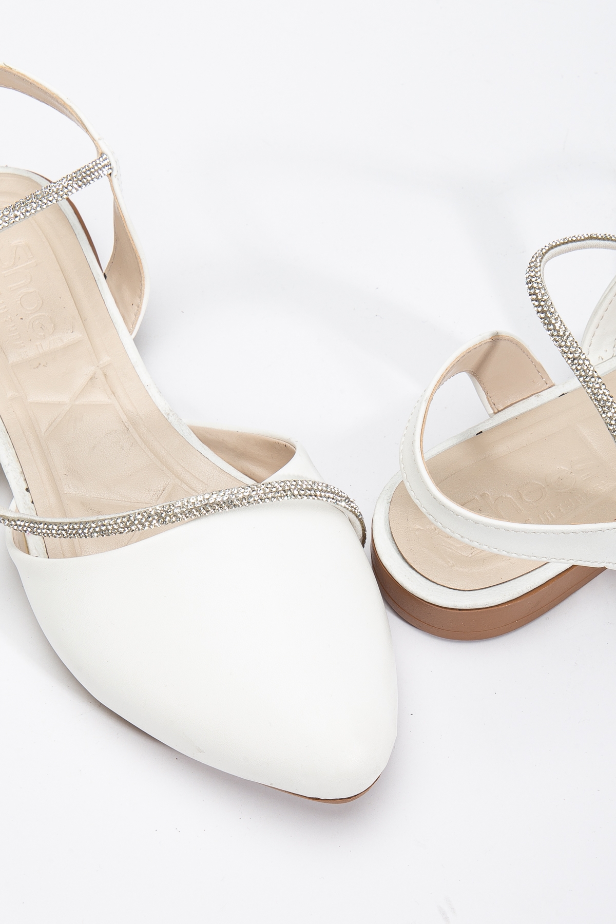 Kadın Beyaz Taş Halat Detaylı Babet - Görsel 5