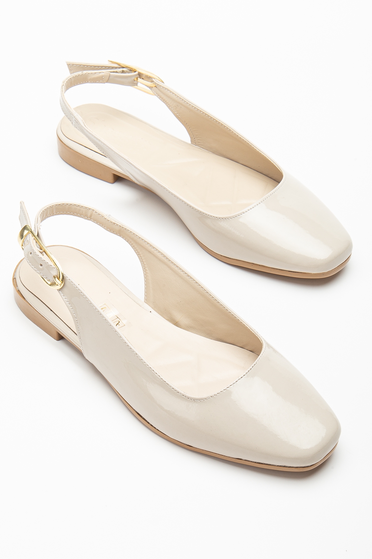 Kadın Bej Arkası Açık Tokalı Babet - Görsel 2