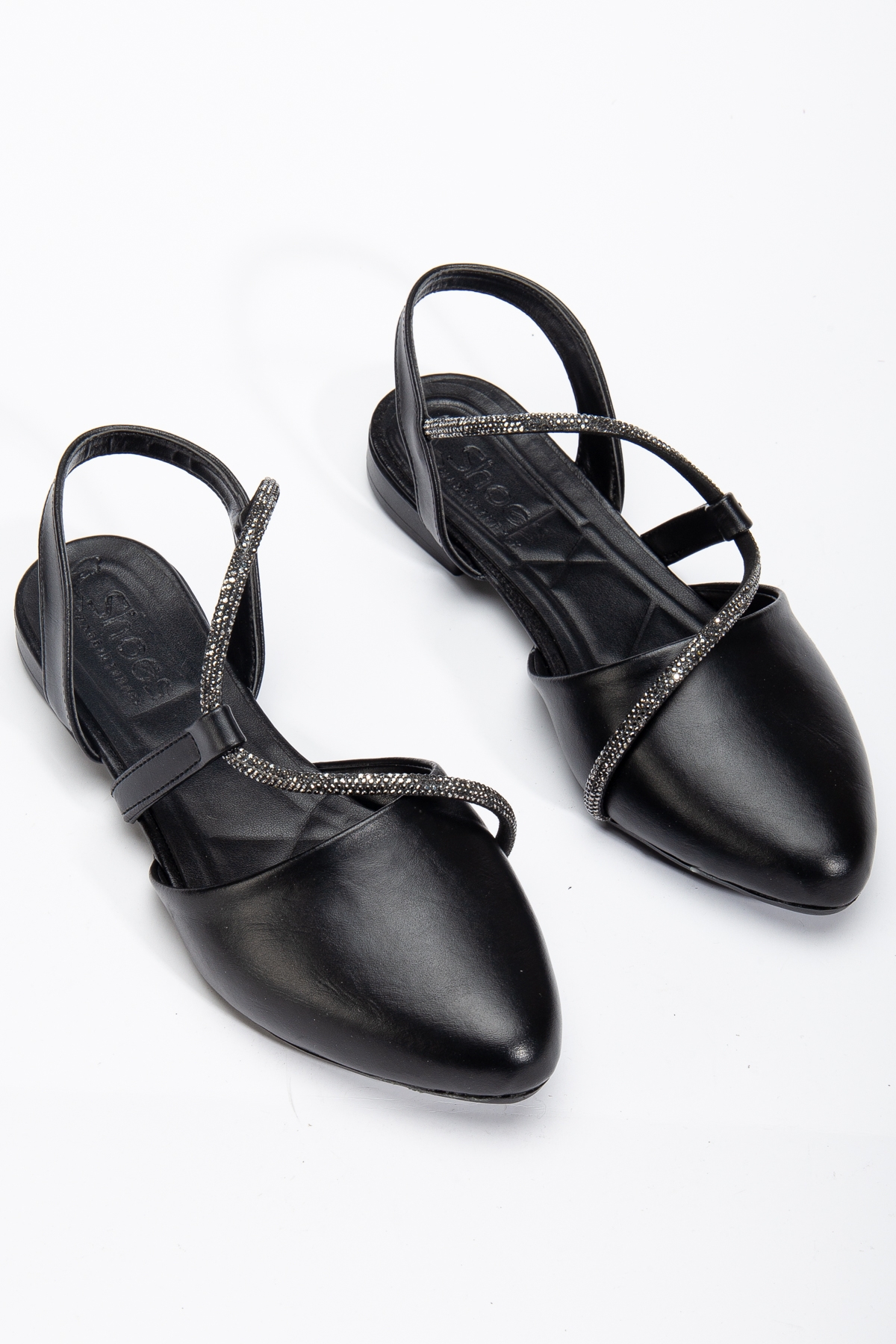 Kadın Siyah Taş Halat Detaylı Babet - Görsel 3